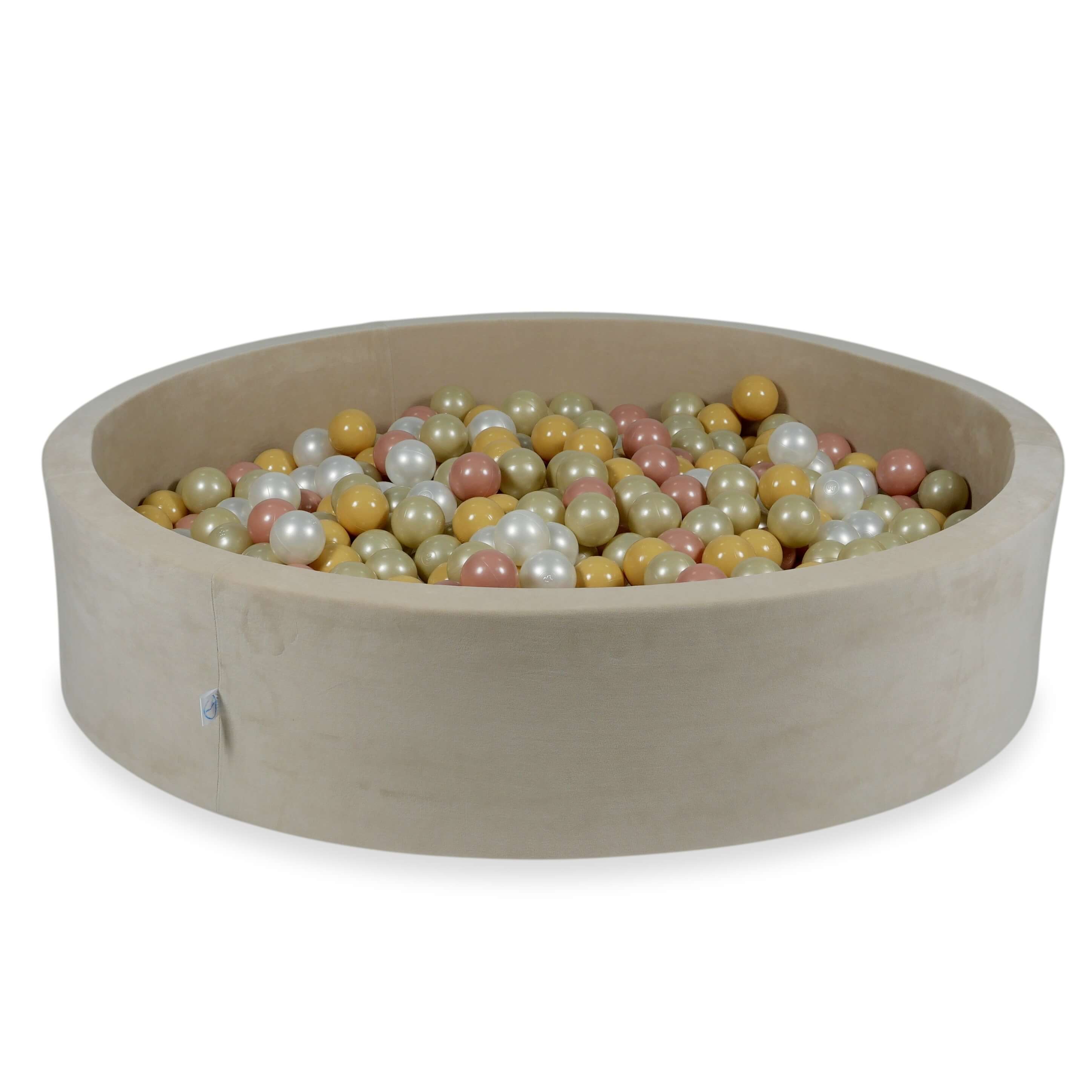 Piscine à balles en velvet soft beige 130x30 cm avec 600 balles