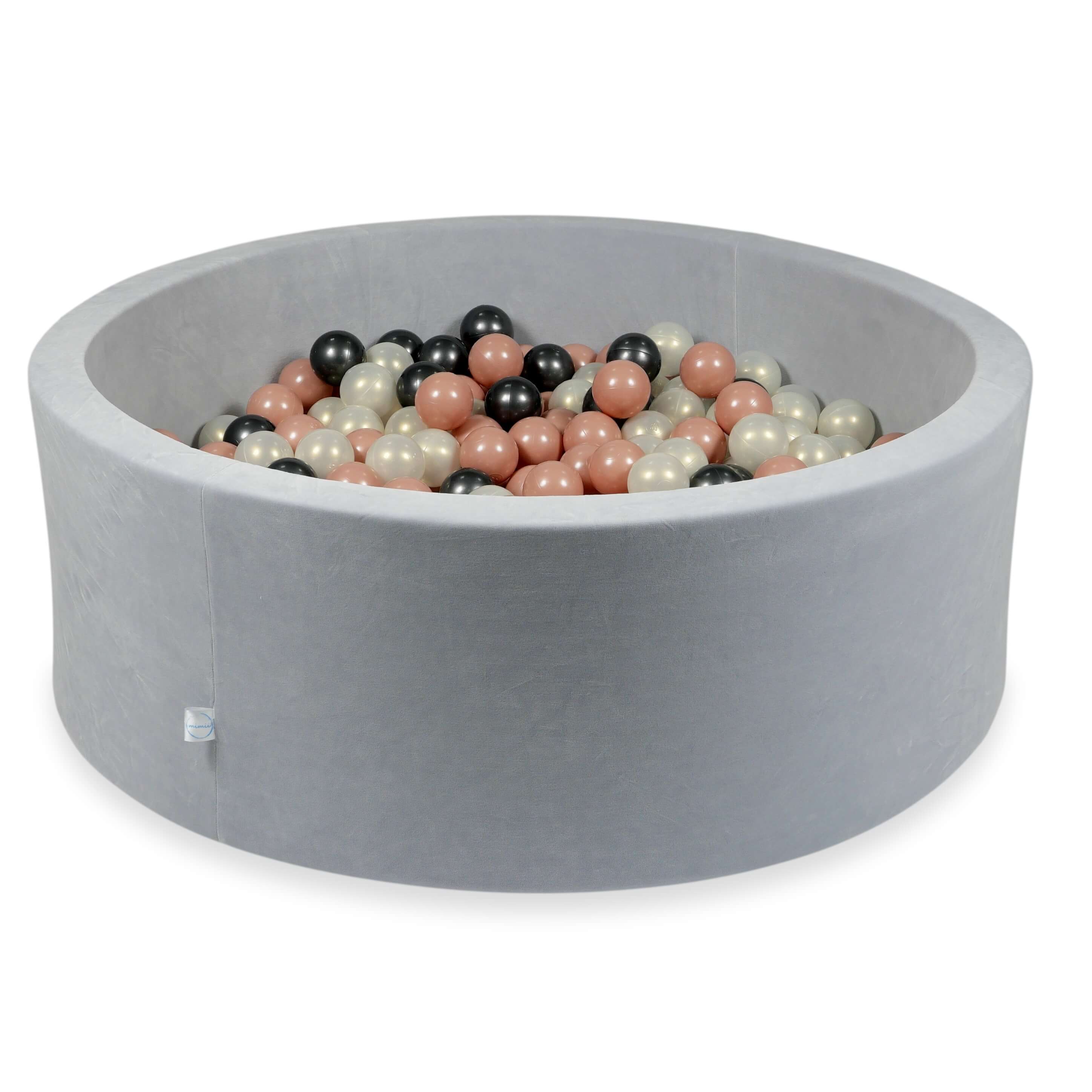 Piscine à balles en velours velvet soft gris clair 110x40 cm avec 500balles