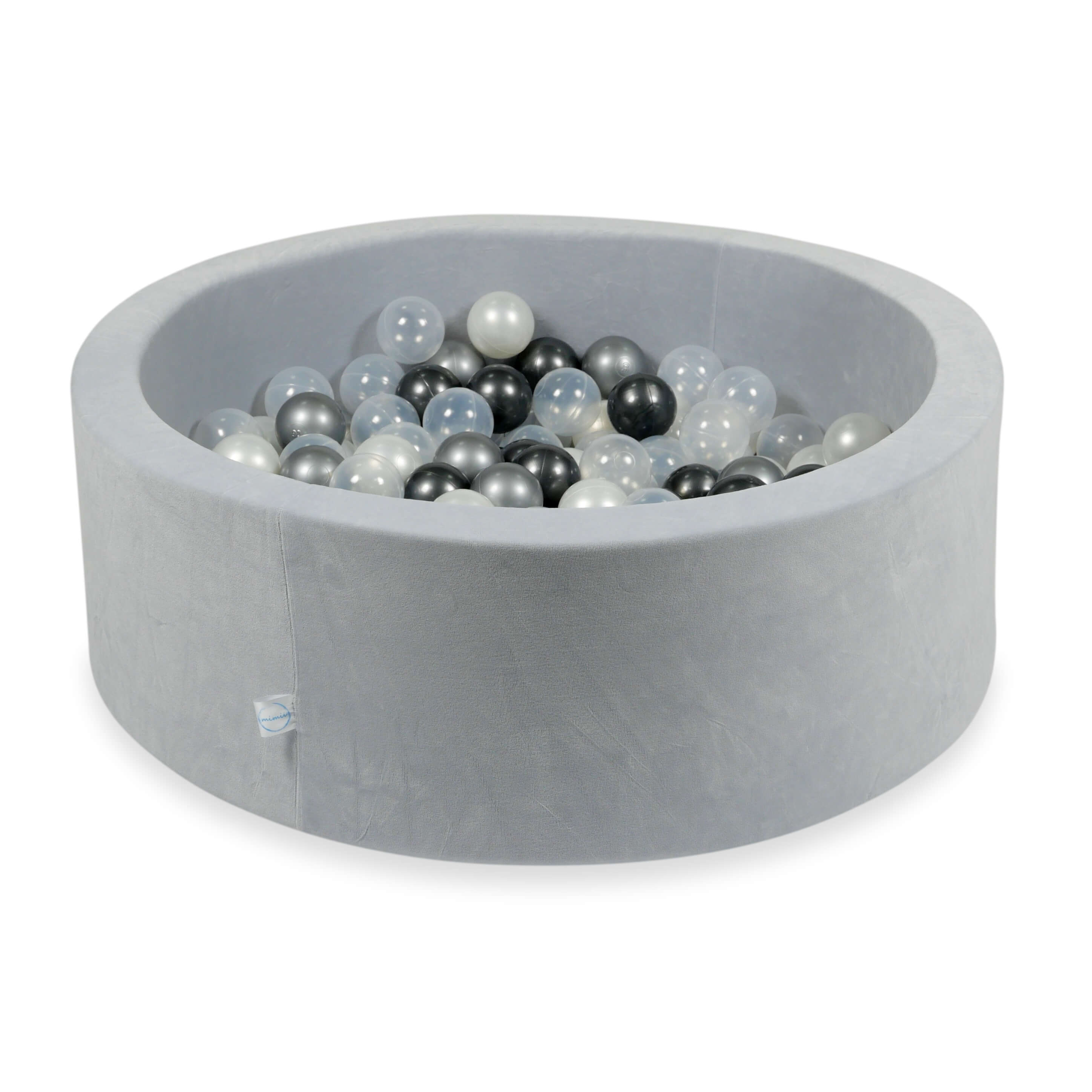 Piscine à balles en velours velvet soft gris clair 90x30 cm avec 200 balles