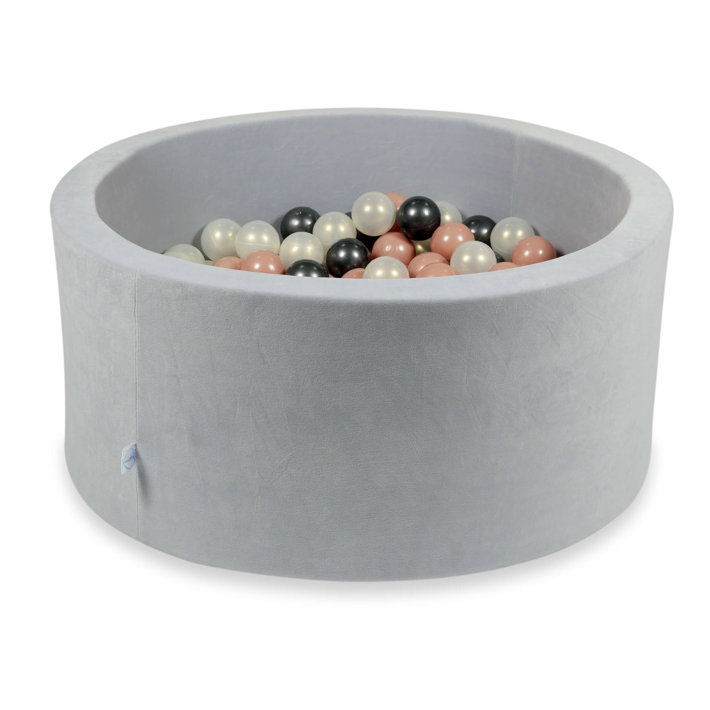 Piscine à balles en velours velvet soft gris clair 90x40 cm avec 300 balles