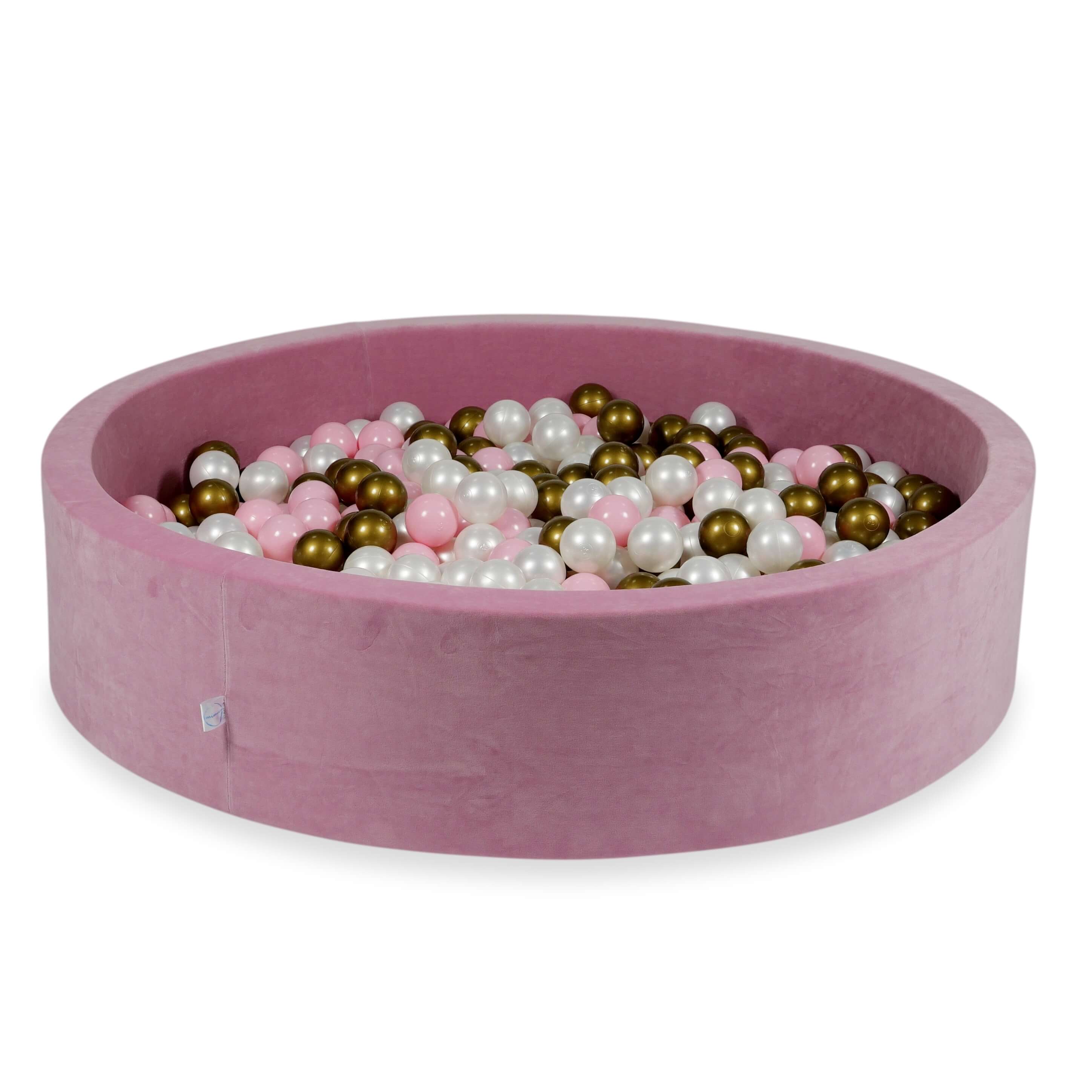 Piscine à balles en velours velvet soft rose 130x30 cm avec 600 balles
