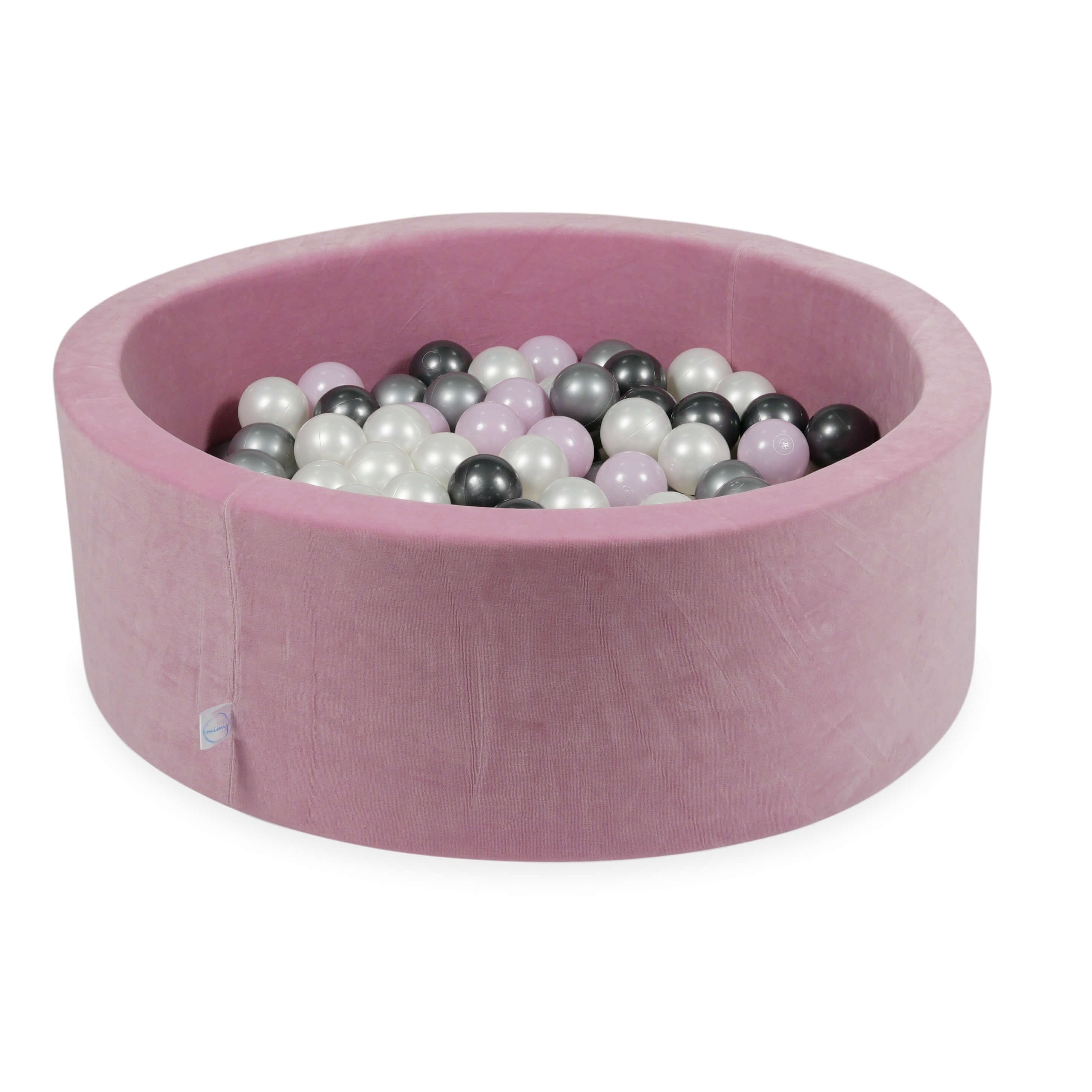 Piscine à balles en velours velvet soft rose 90x30 cm avec 200 balles