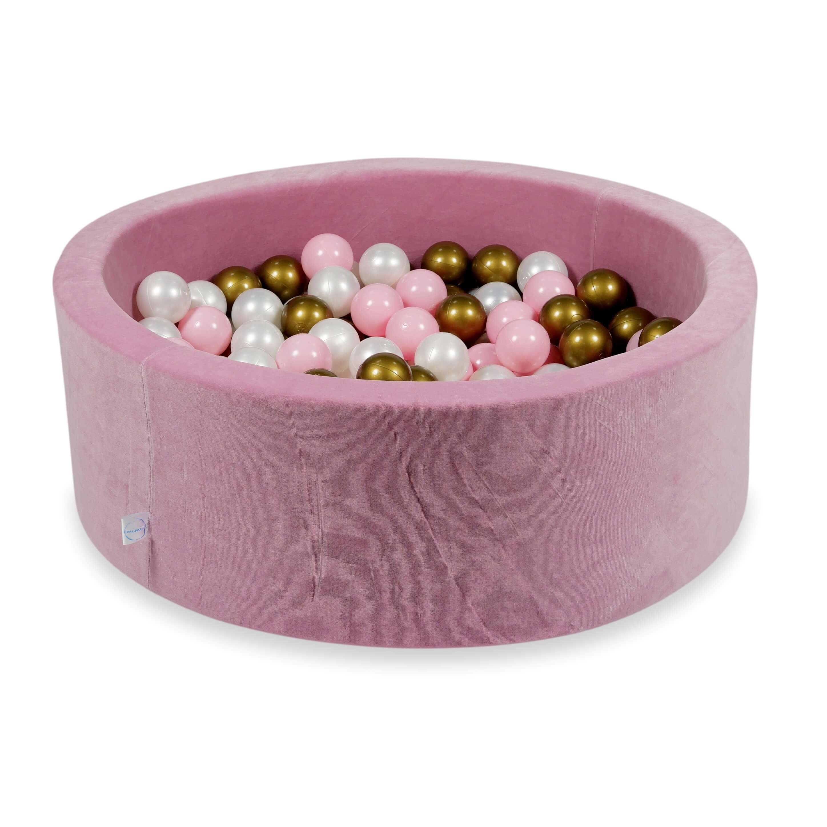 Piscine à balles en velours velvet soft rose 90x30 cm avec 200 balles