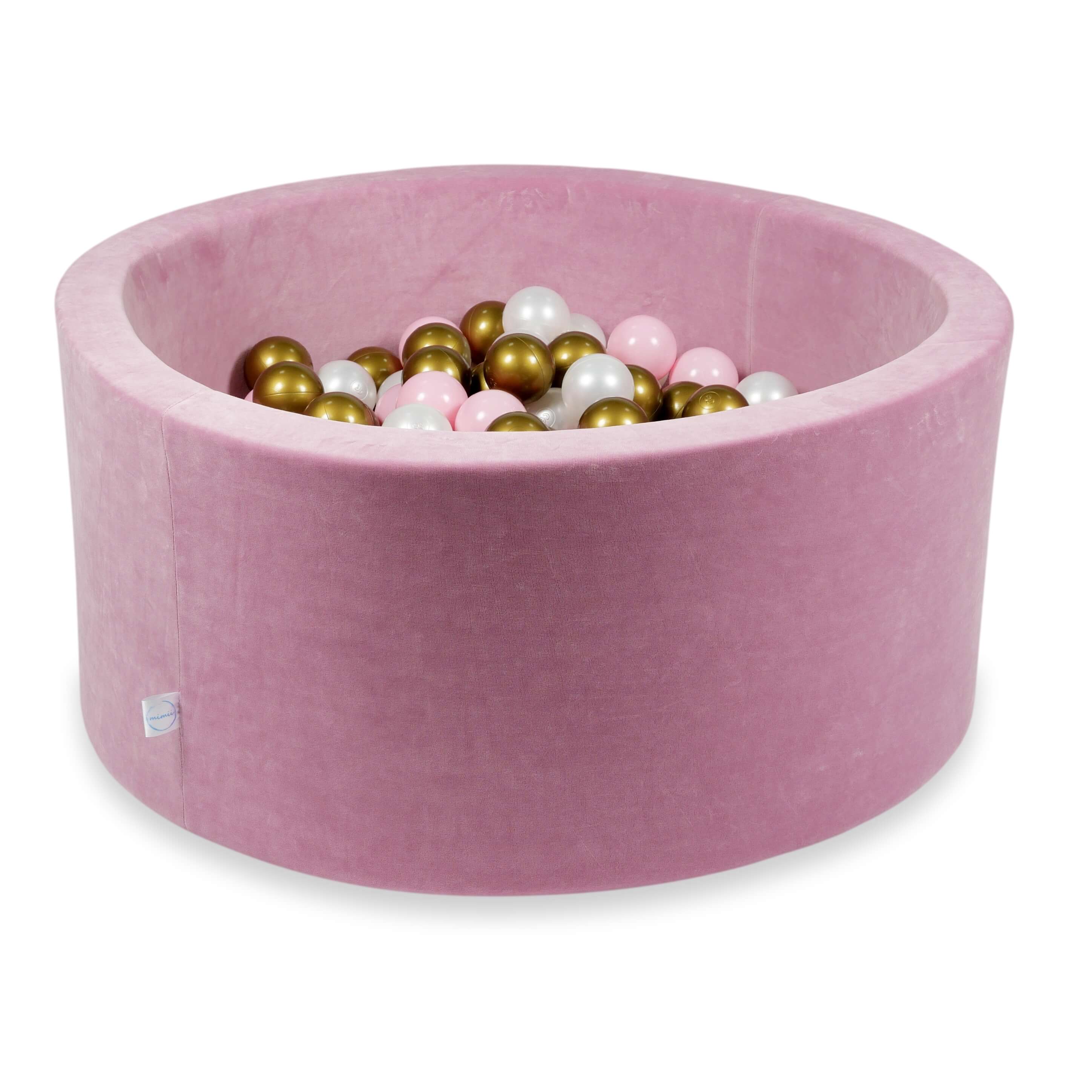 Piscine à balles en velours velvet soft rose 90x40 cm avec 300 balles