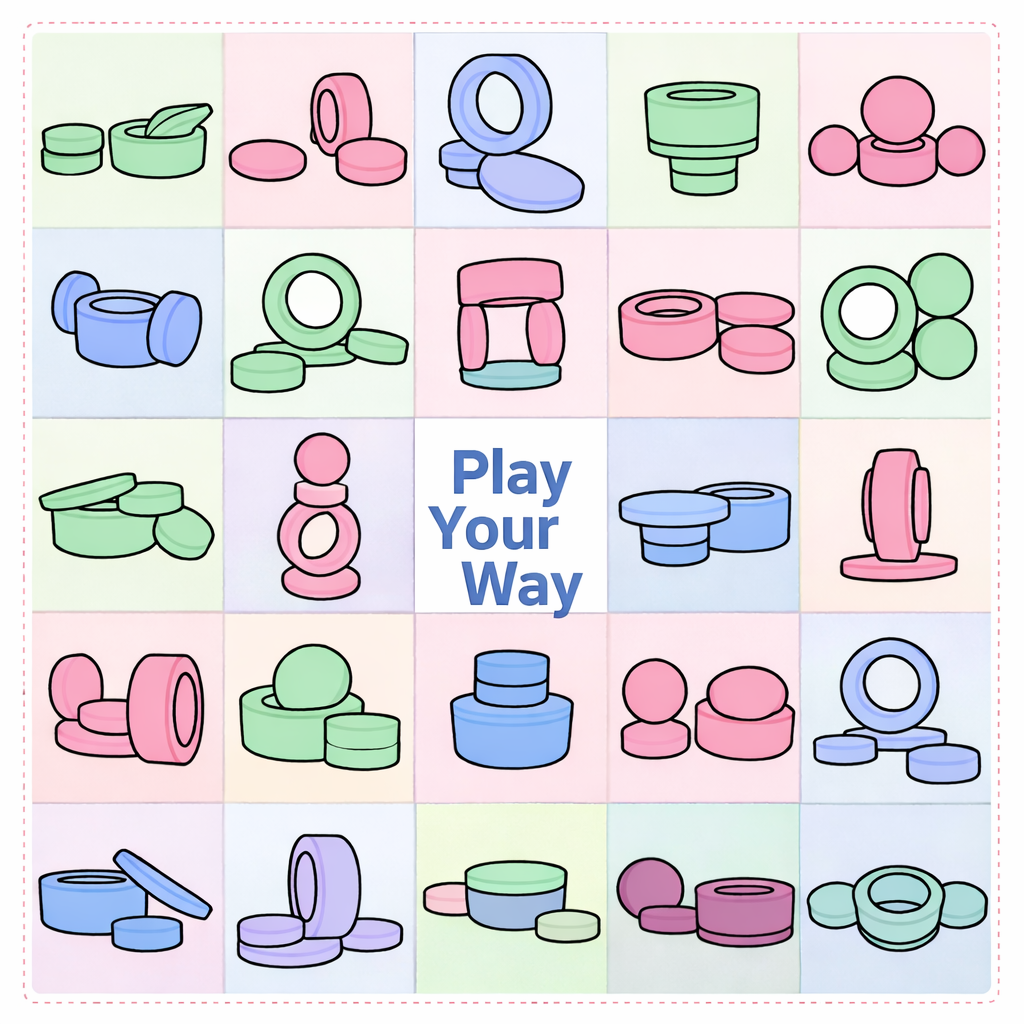 Donut Pouf Modular 4-piece play pouf in velours côtelé