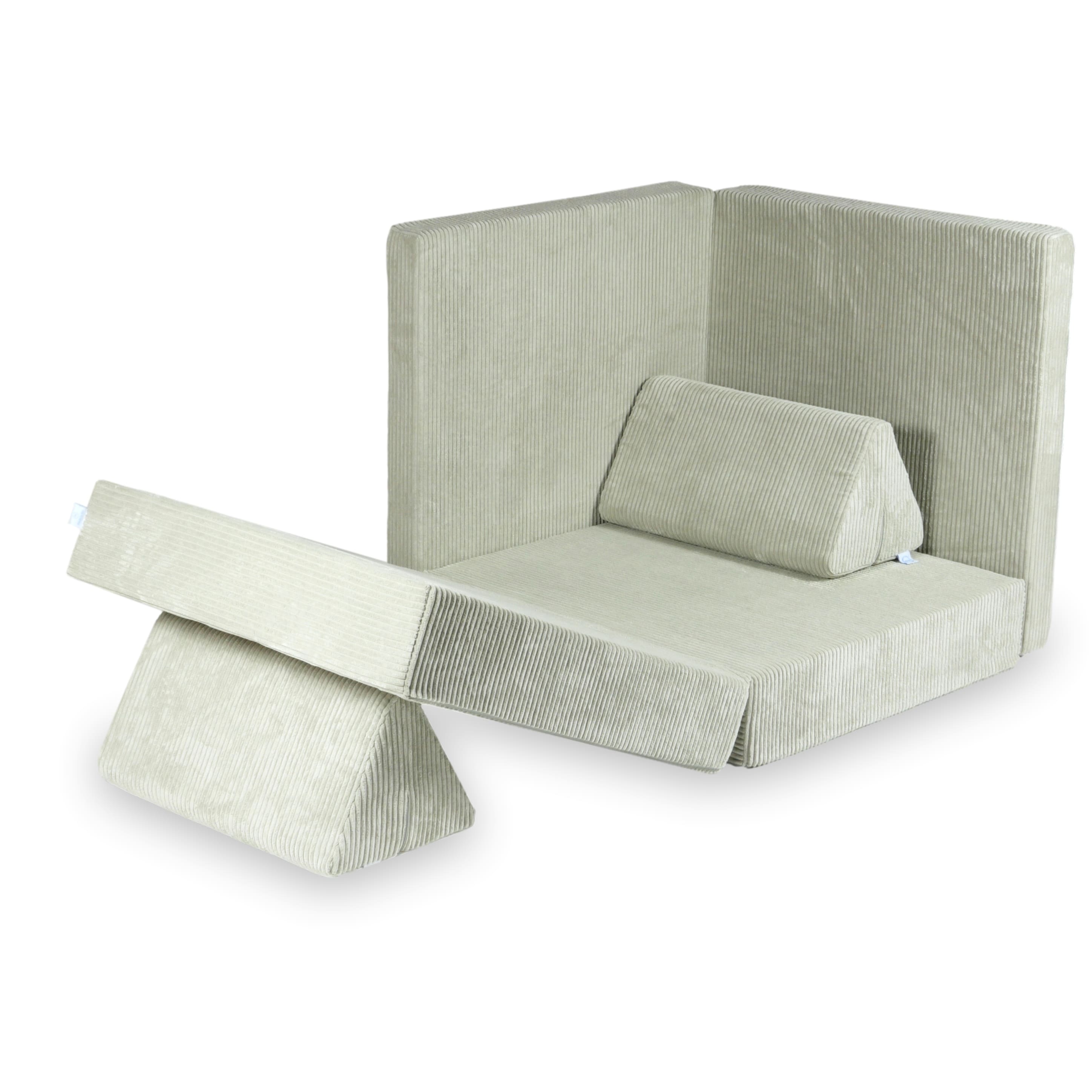 Canapé de jeu Montessori de luxe en velours côtelé gris