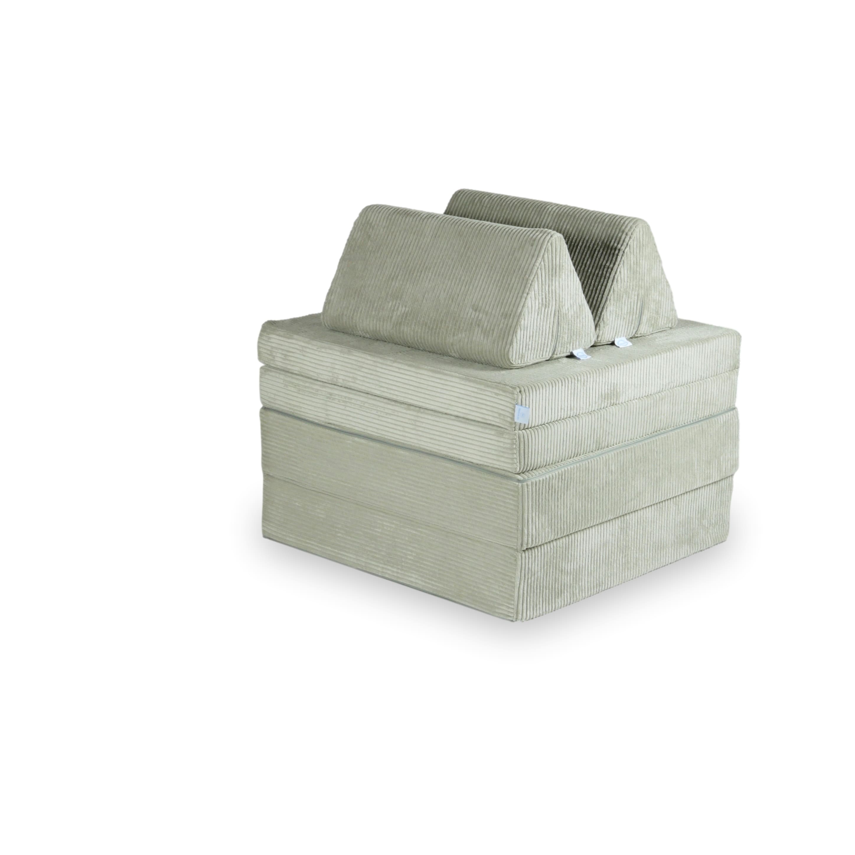 Canapé de jeu Montessori de luxe en velours côtelé gris