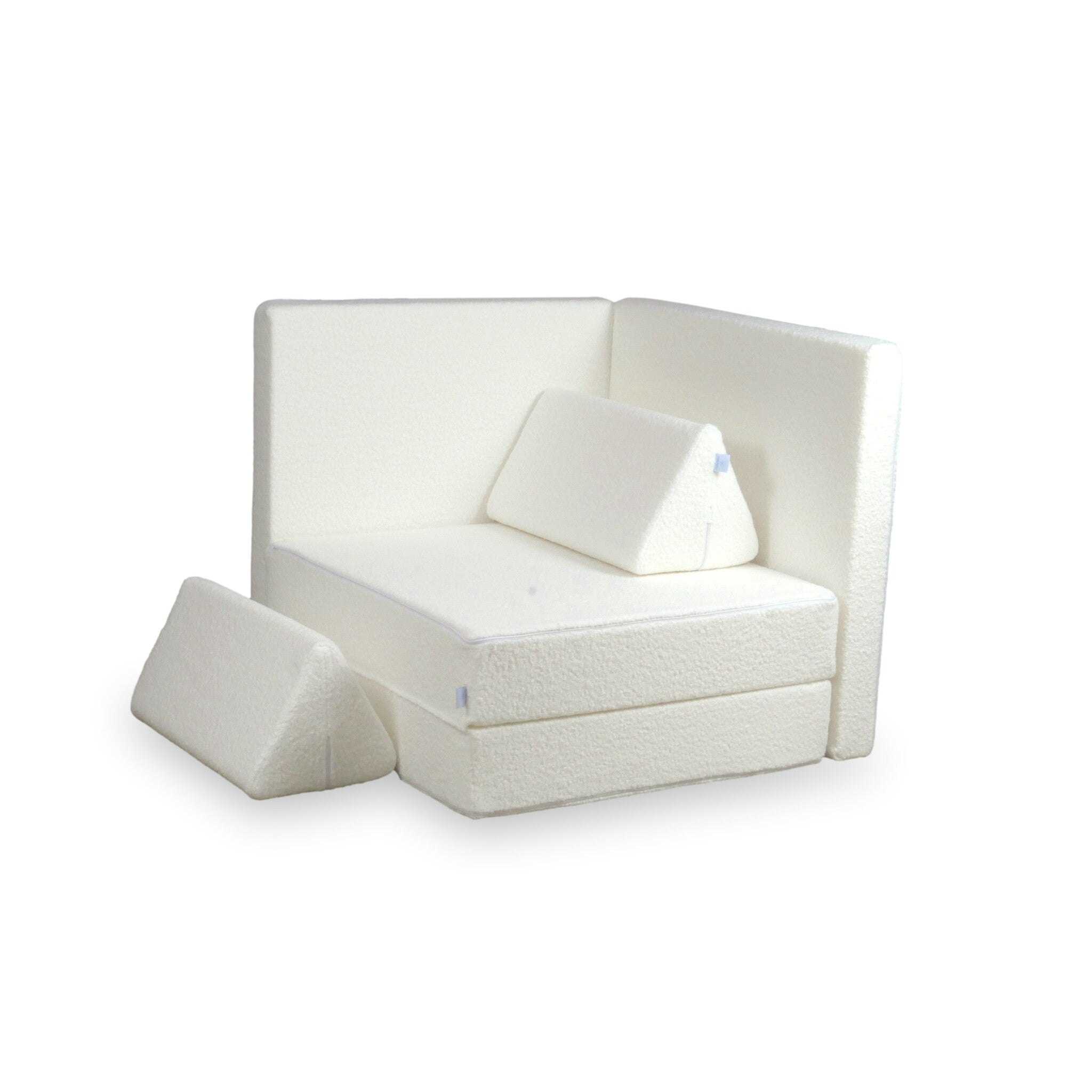 Canapé de jeu Montessori De Luxe Bouclé Blanc