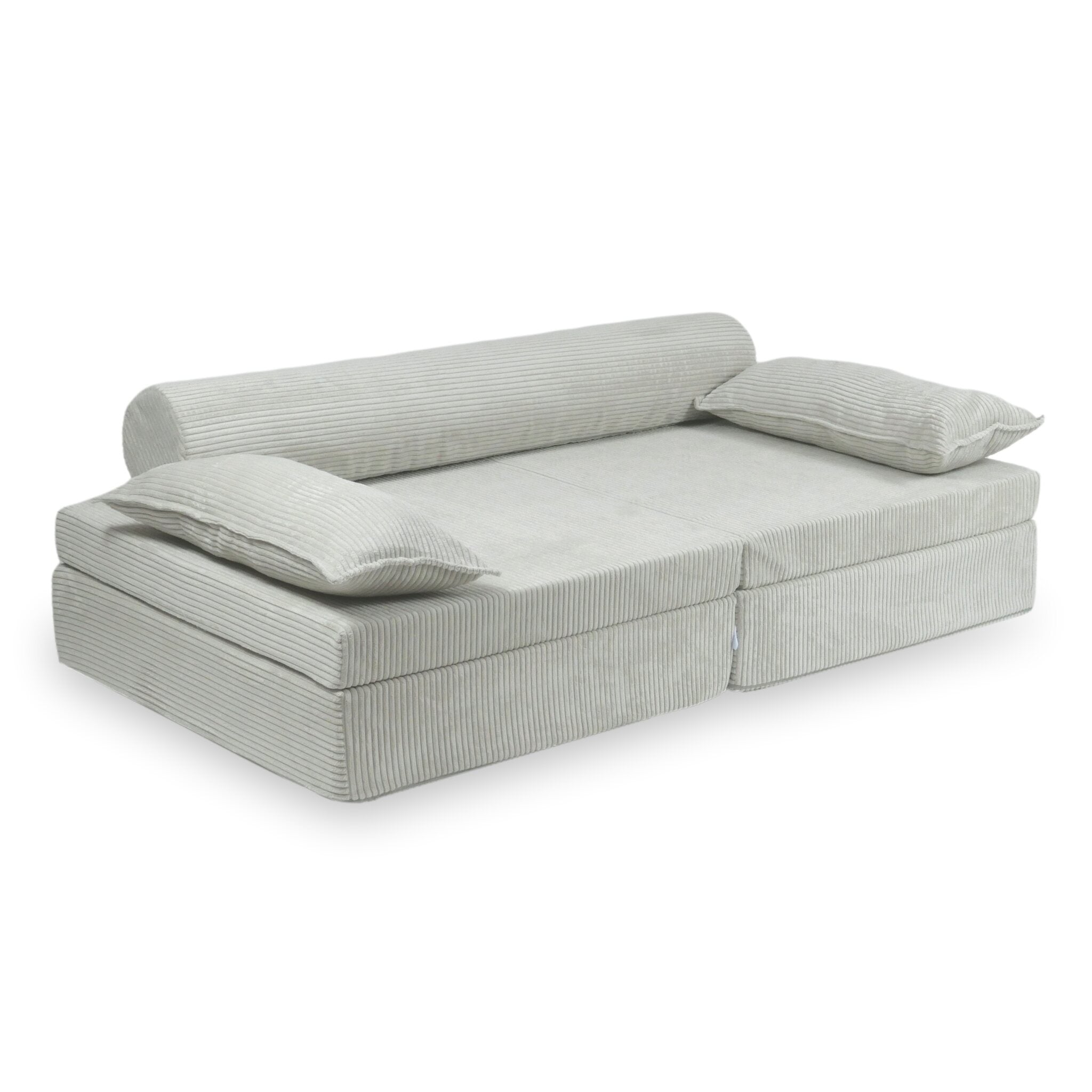 Canapé de jeu Montessori de luxe en velours côtelé gris