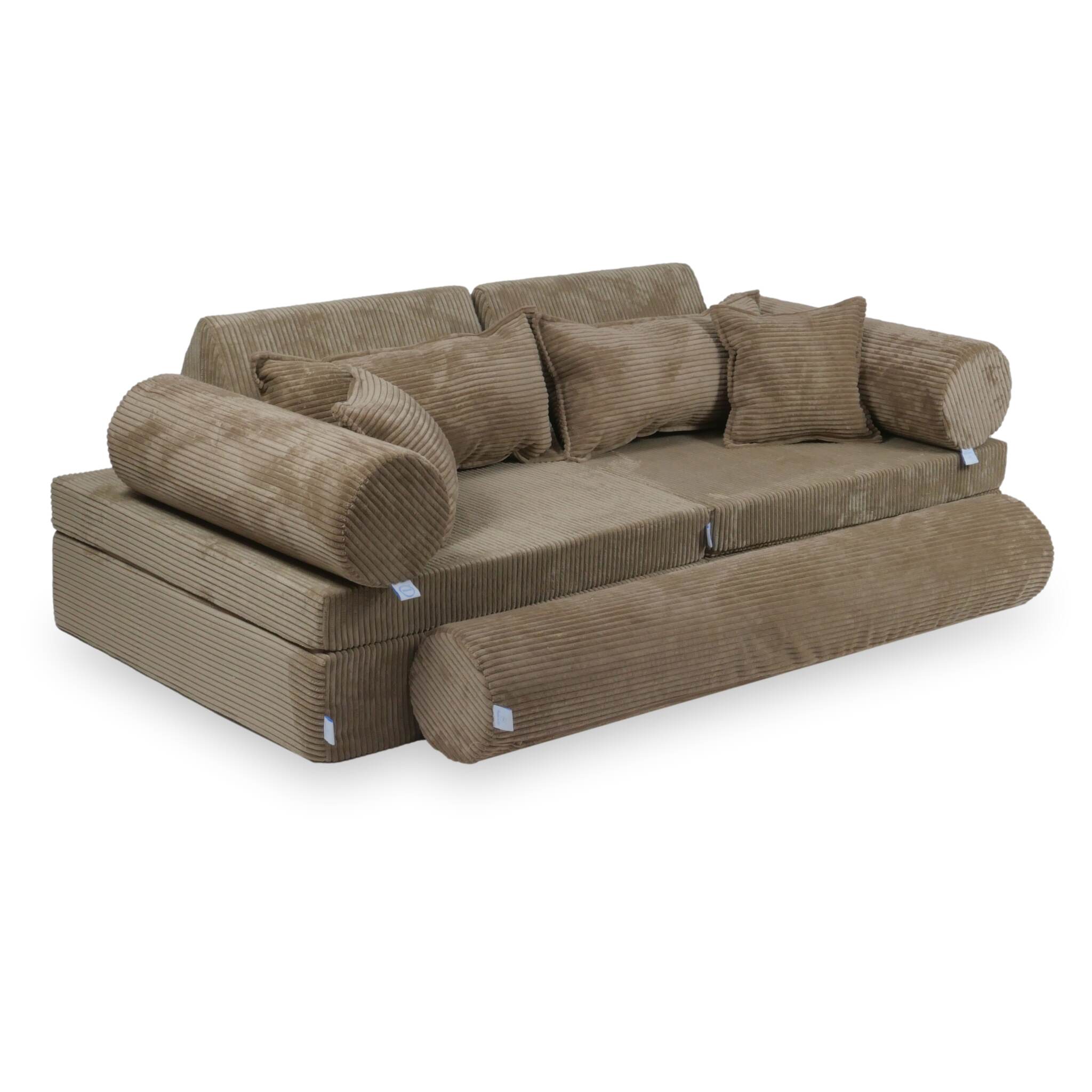 Canapé de jeu Montessori de luxe en velours côtelé toffee