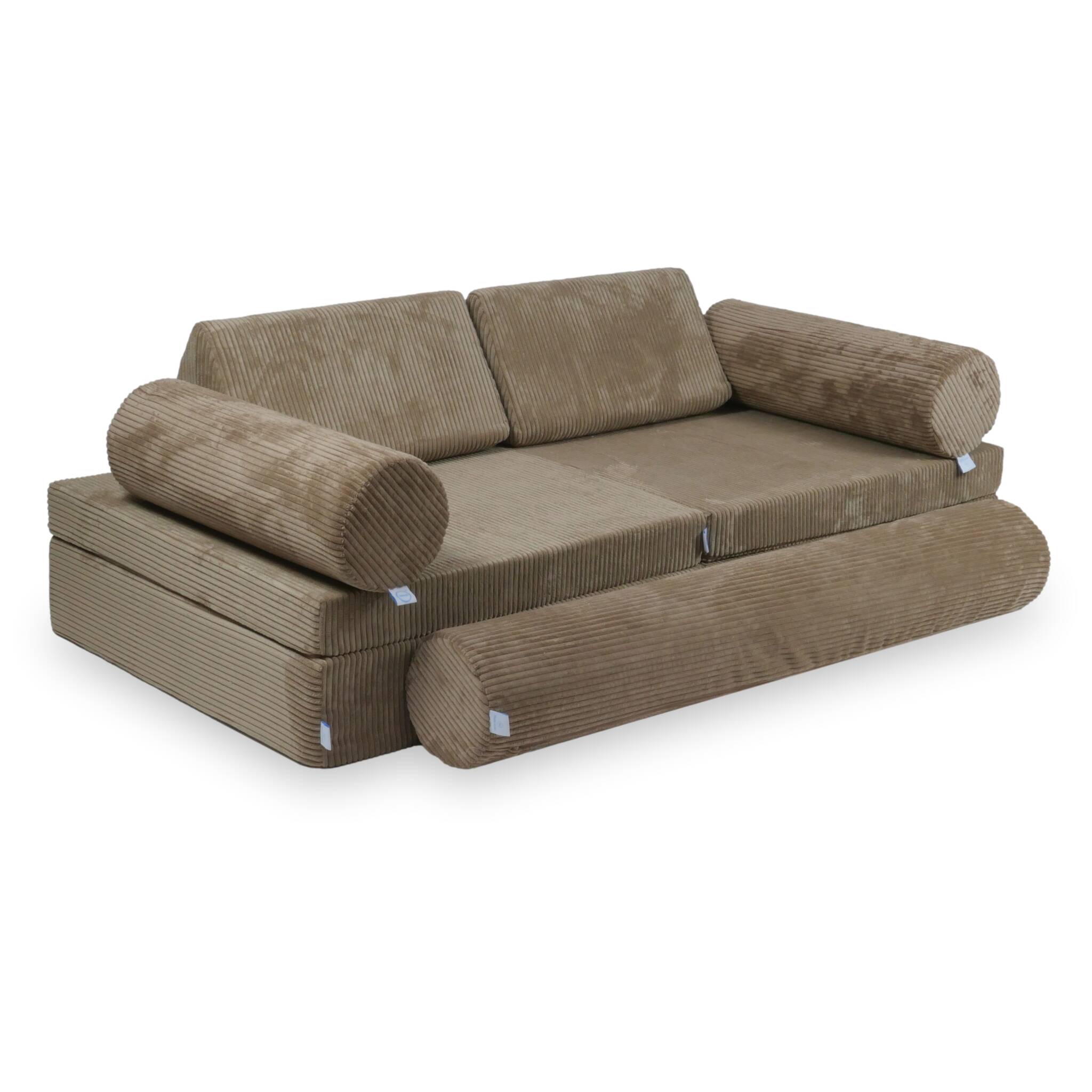 Canapé de jeu Montessori de luxe en velours côtelé toffee