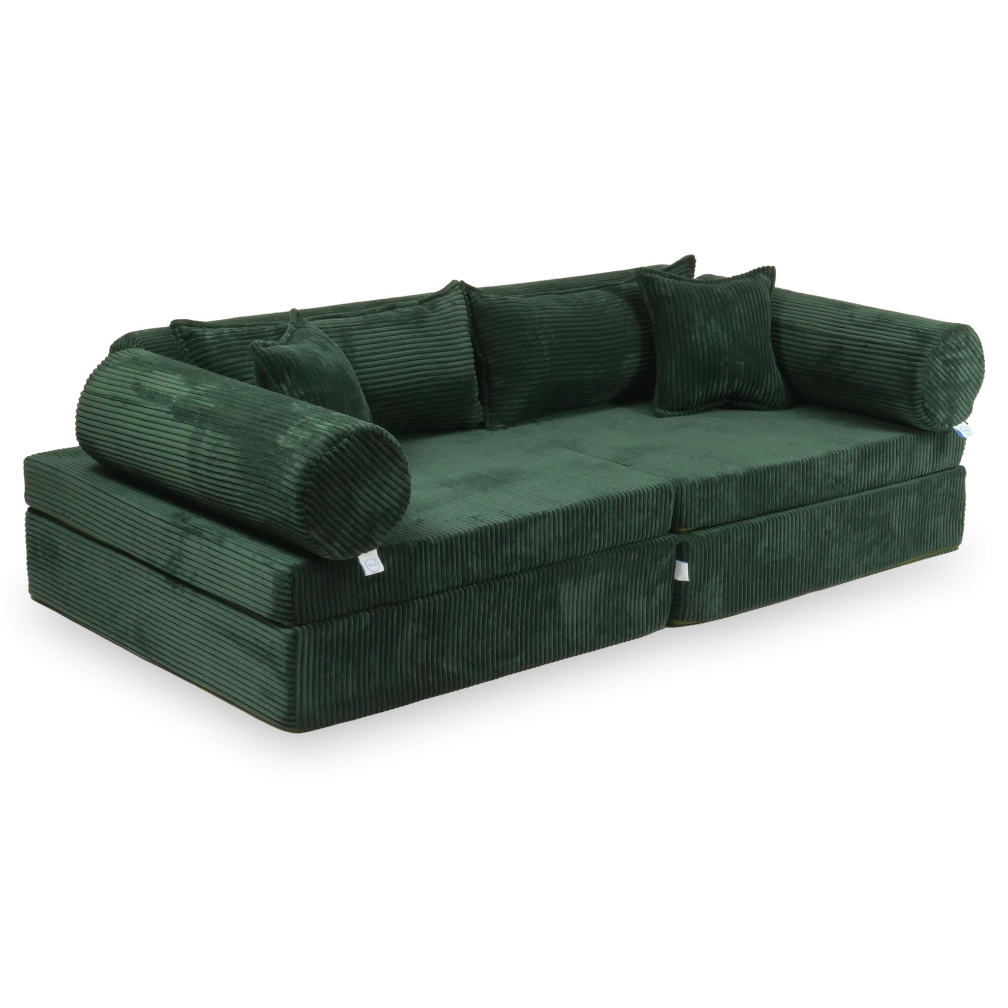 Canapé de jeu Montessori de luxe en velours côtelé vert