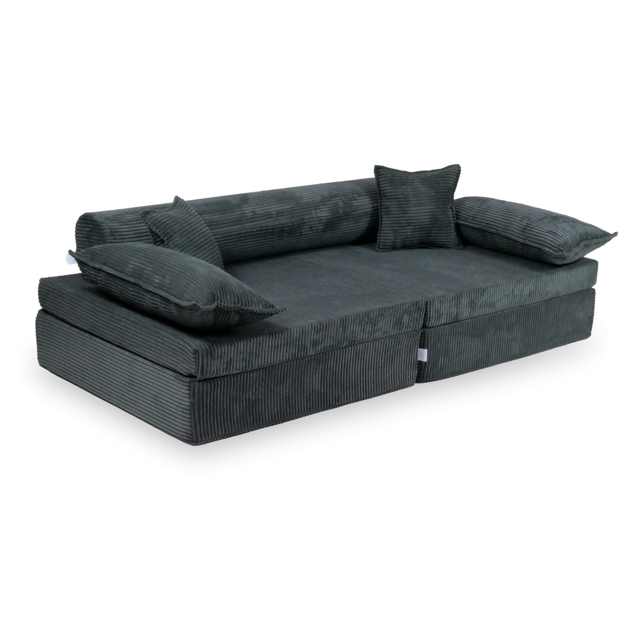 Canapé de jeu Montessori de luxe en velours côtelé graphite