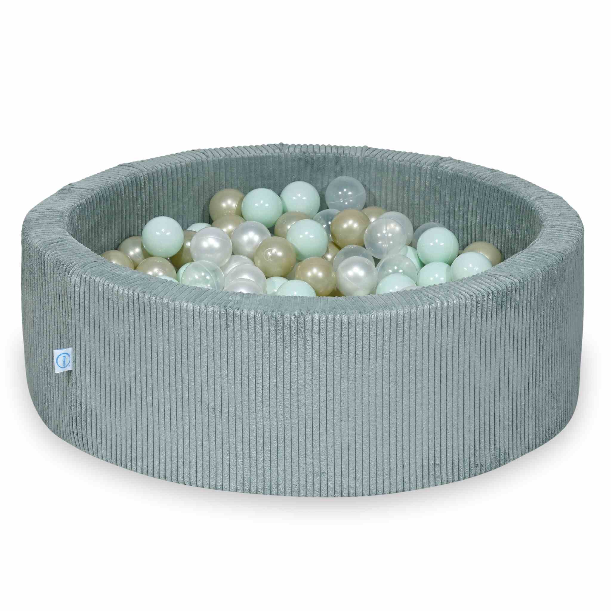 Piscine à balles en velours côtelé menthe claire 90x30 cm avec 200 balles