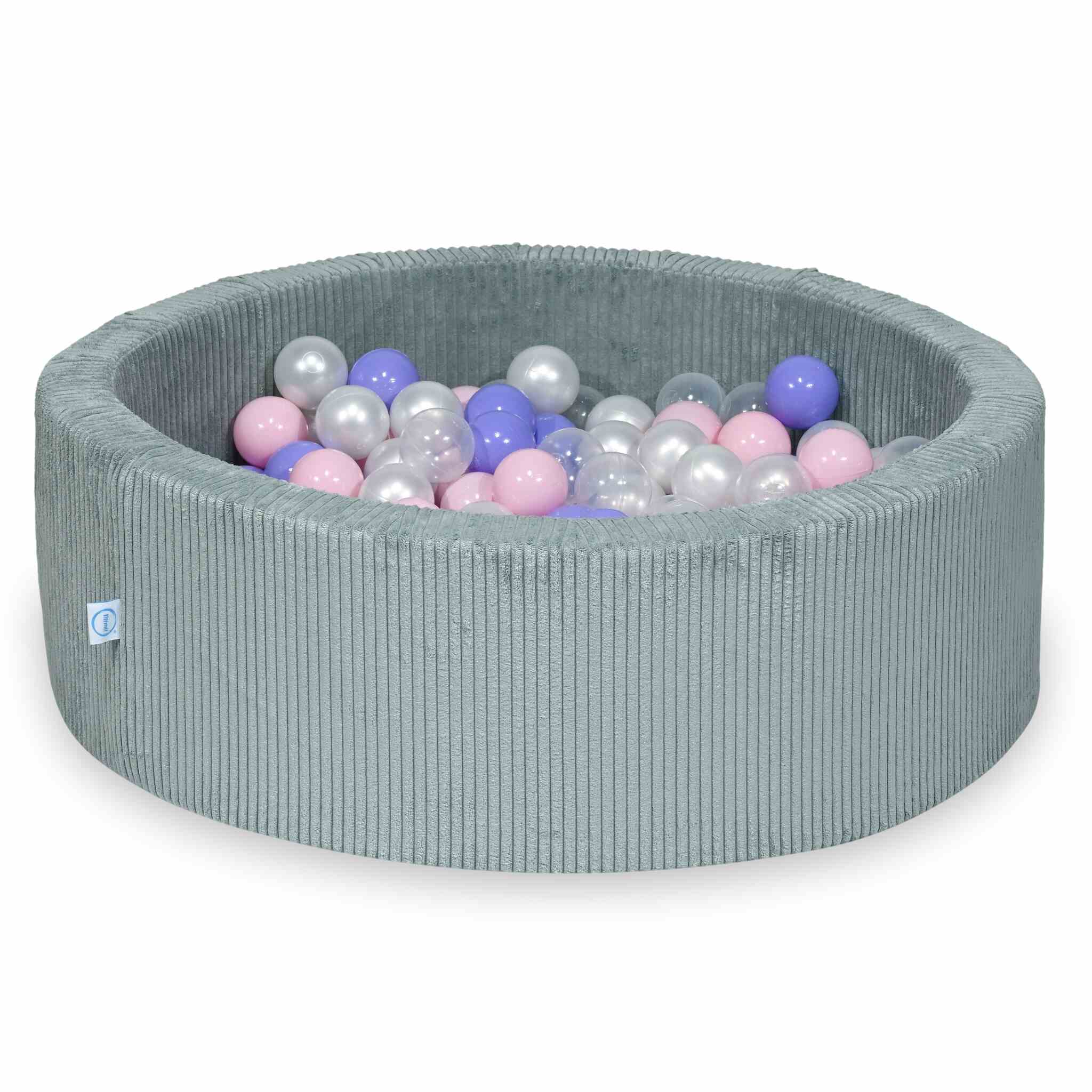 Piscine à balles en velours côtelé menthe claire 90x30 cm avec 200 balles