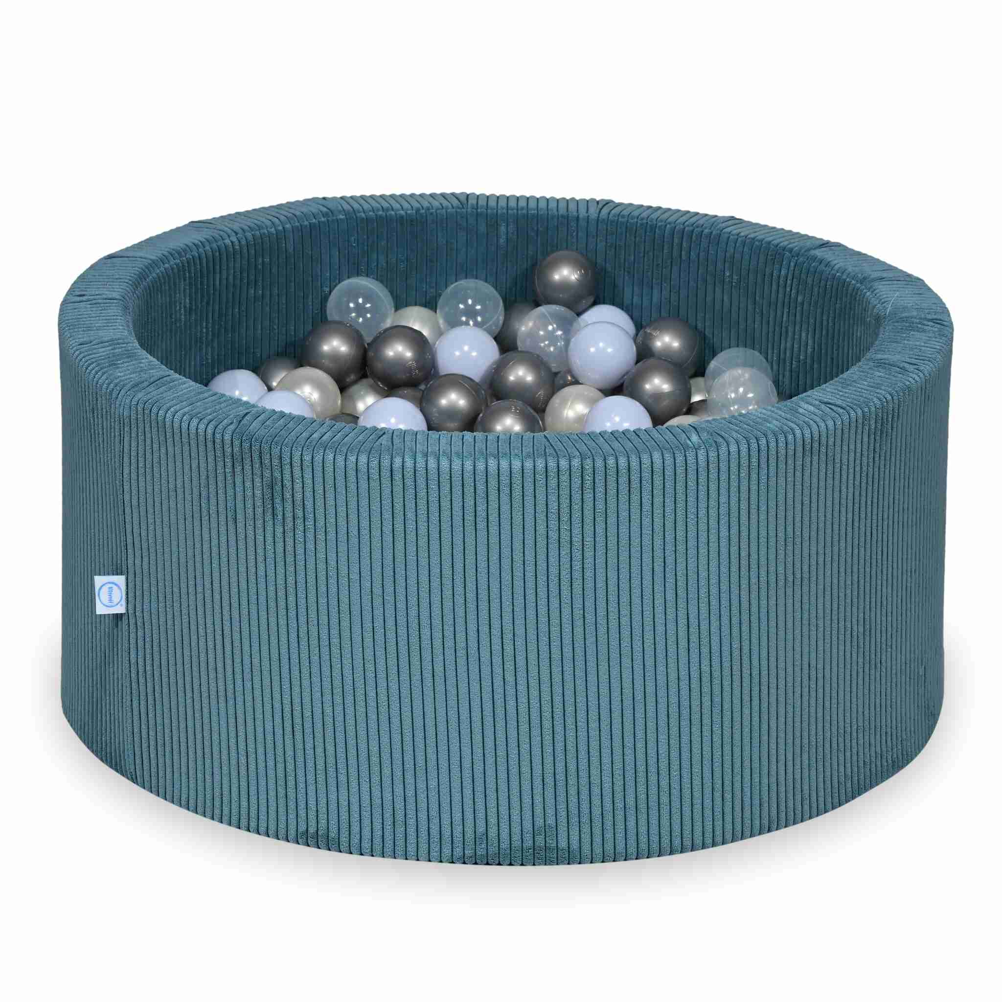 Piscine à balles en velours côtelé Bleu 90x40 cm avec 300 balles