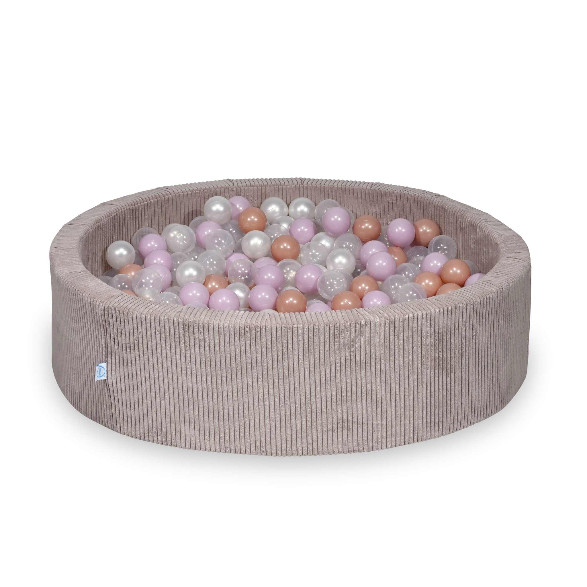 Piscine à balles en velours côtelé côtelé rose clair 110x30 cm avec 400 balles