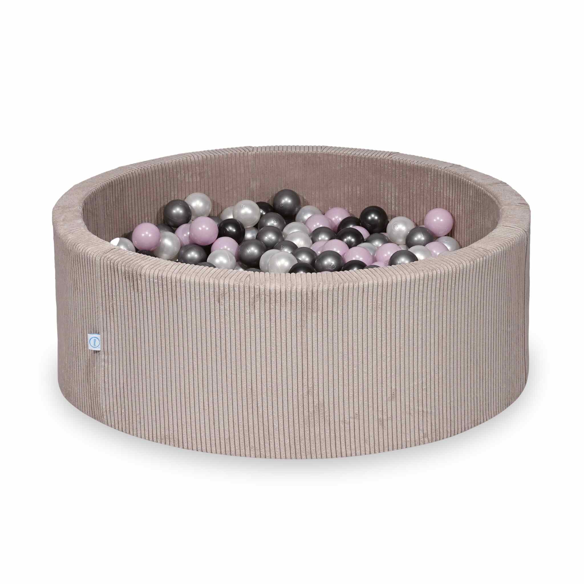 Piscine à balles en velours côtelé côtelé rose clair 110x40 cm avec 500balles