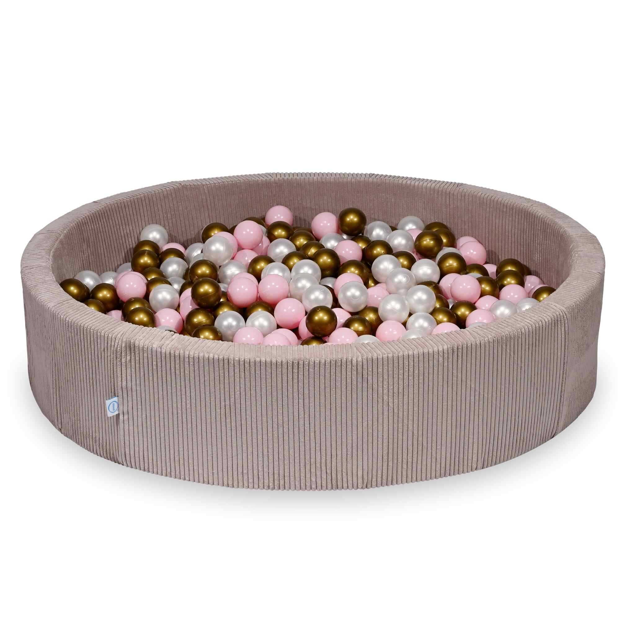 Piscine à balles en velours côtelé côtelé rose clair 130x30 cm avec 600 balles