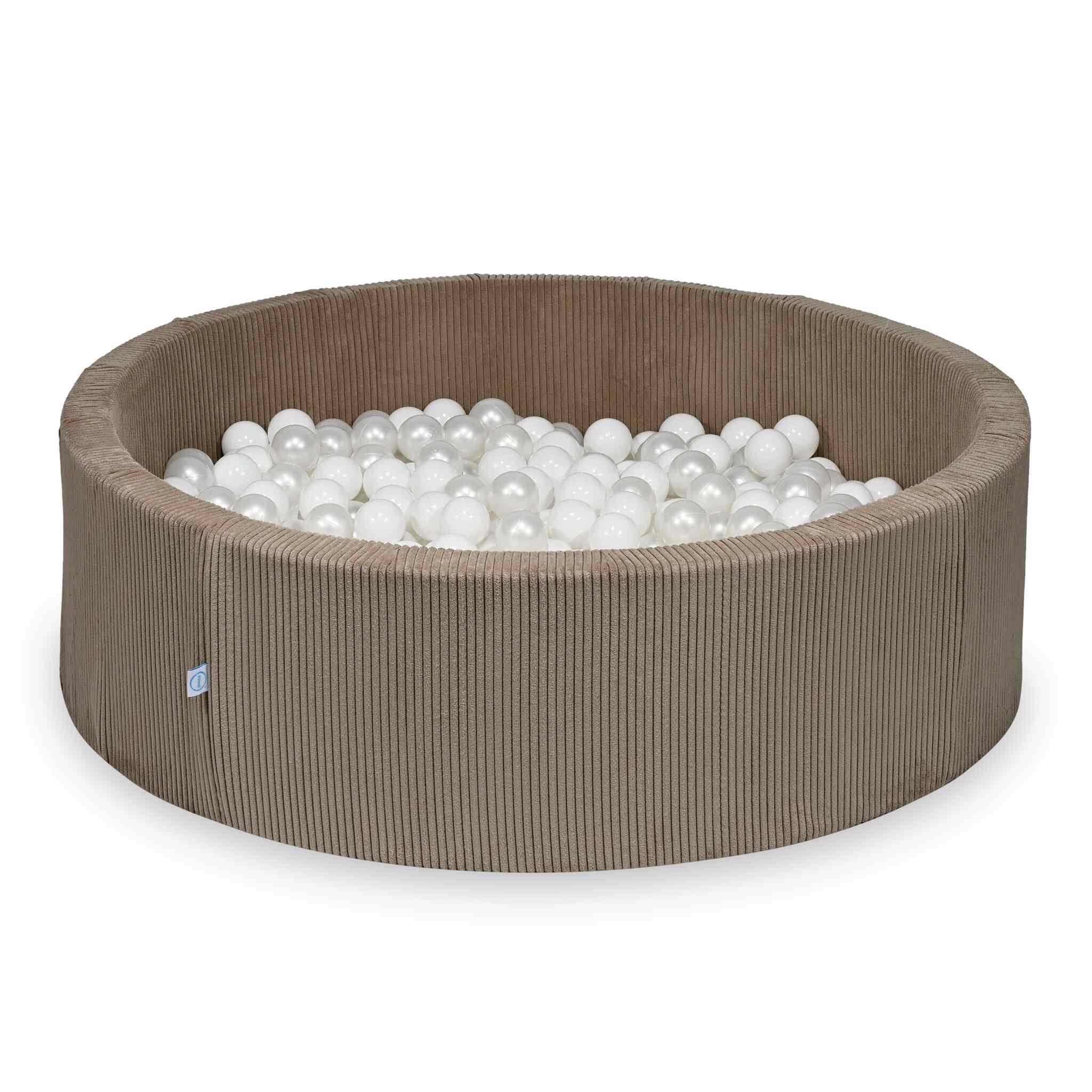Piscine à balles en velours côtelé Toffee 130x40 cm avec 700 balles