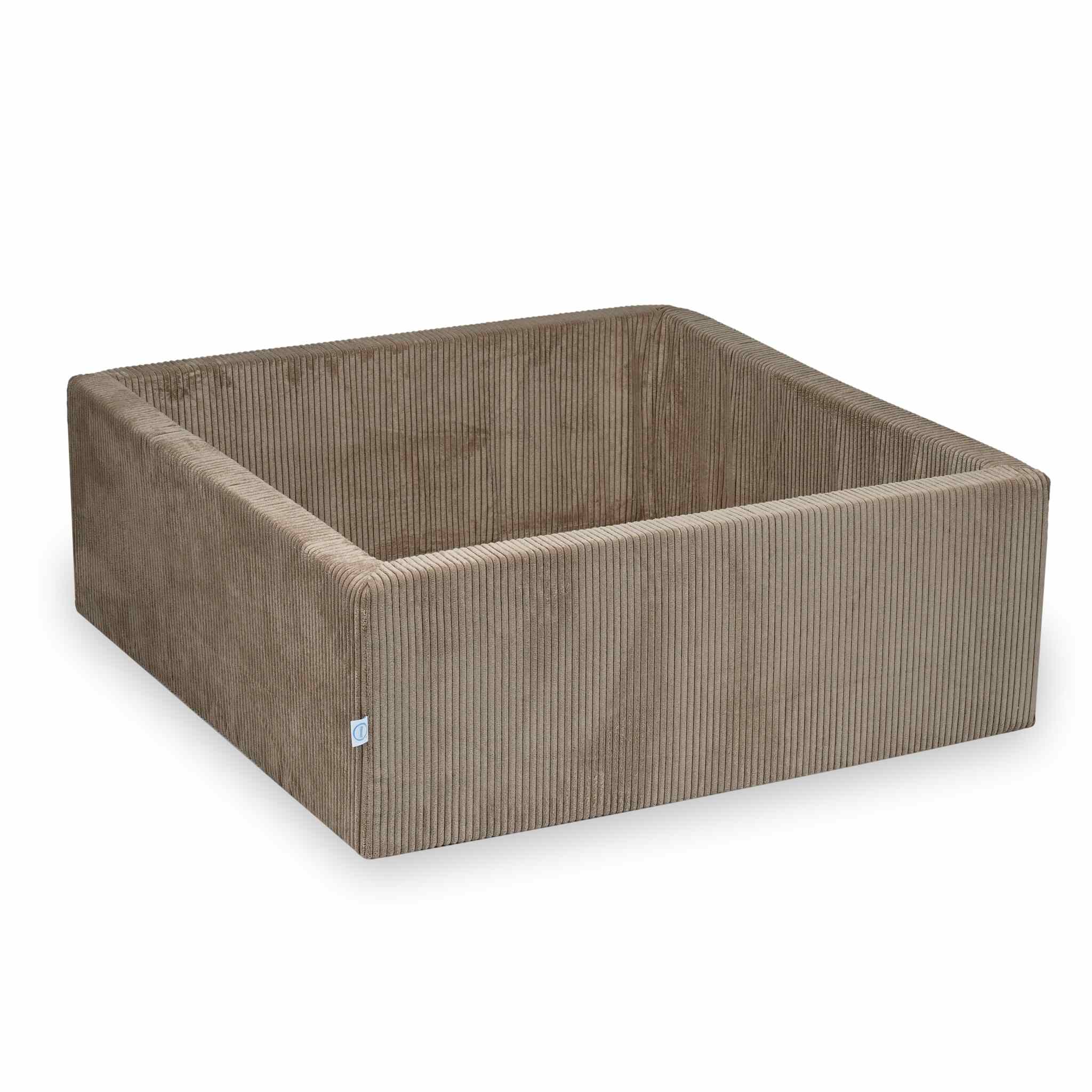 Piscine à balles carrée 110x110x40 cm velours côtelé toffee sans balles