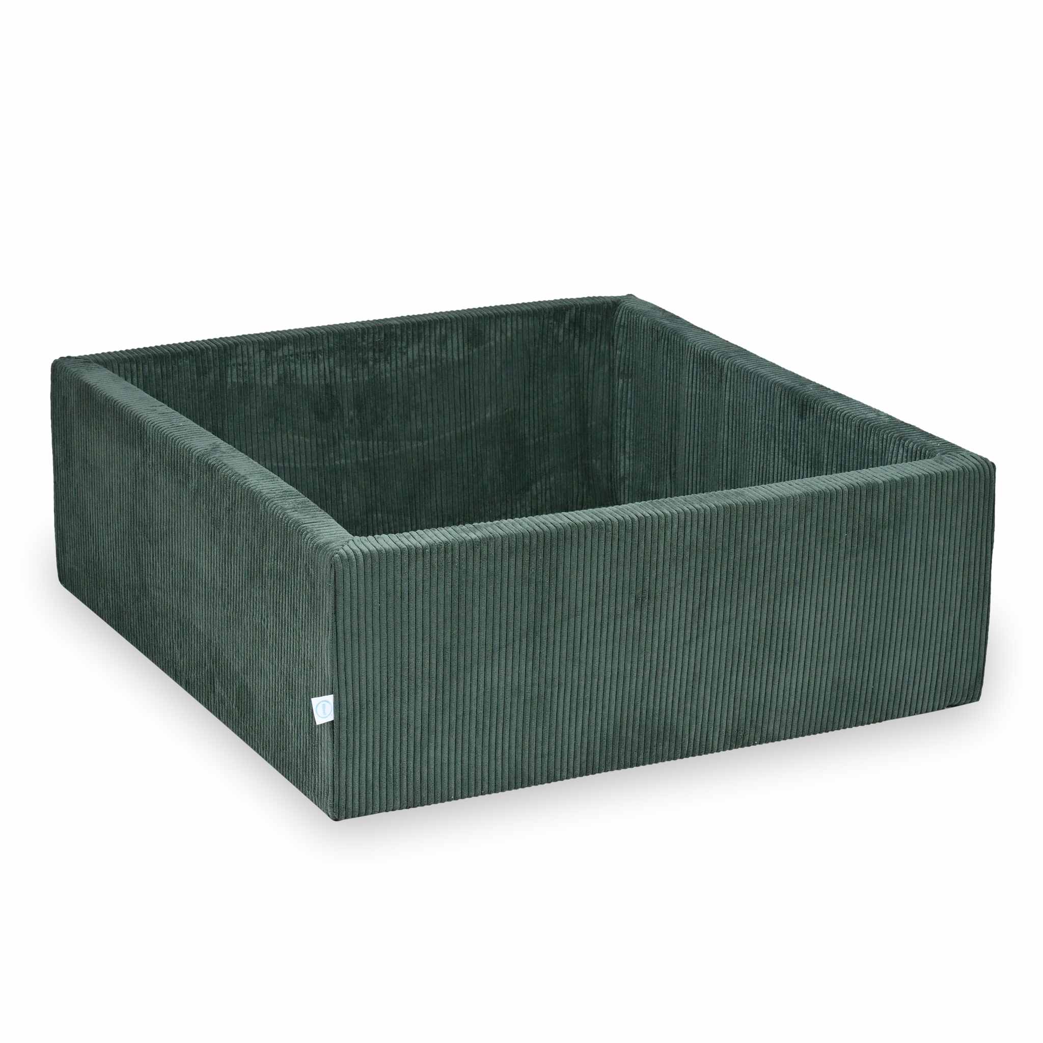 Piscine à balles carrée 110x110x40 cm velours côtelé vert sans balles
