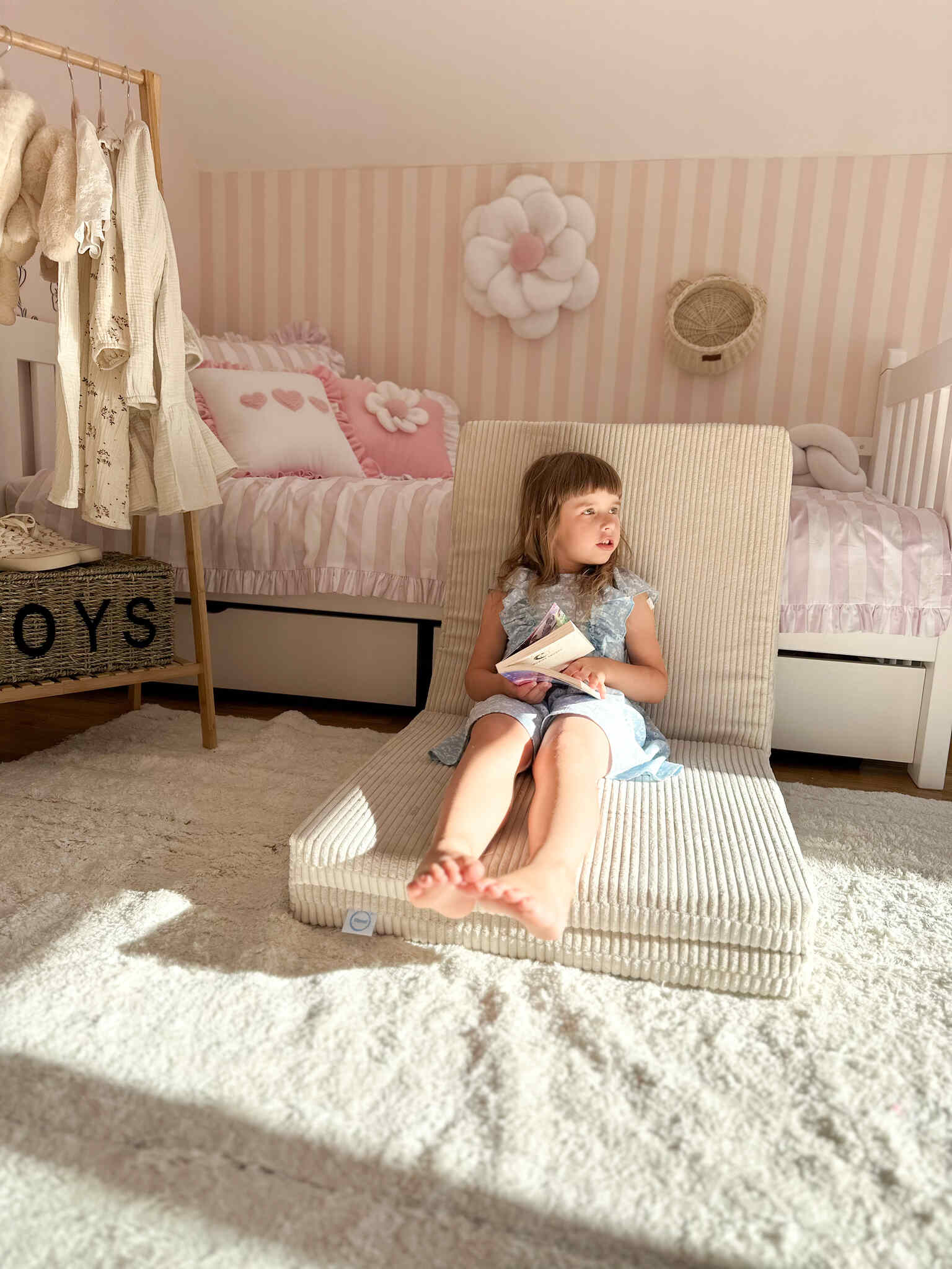 Tapis de jeu bébé pliable carré 120 × 120 cm en velours côtelé