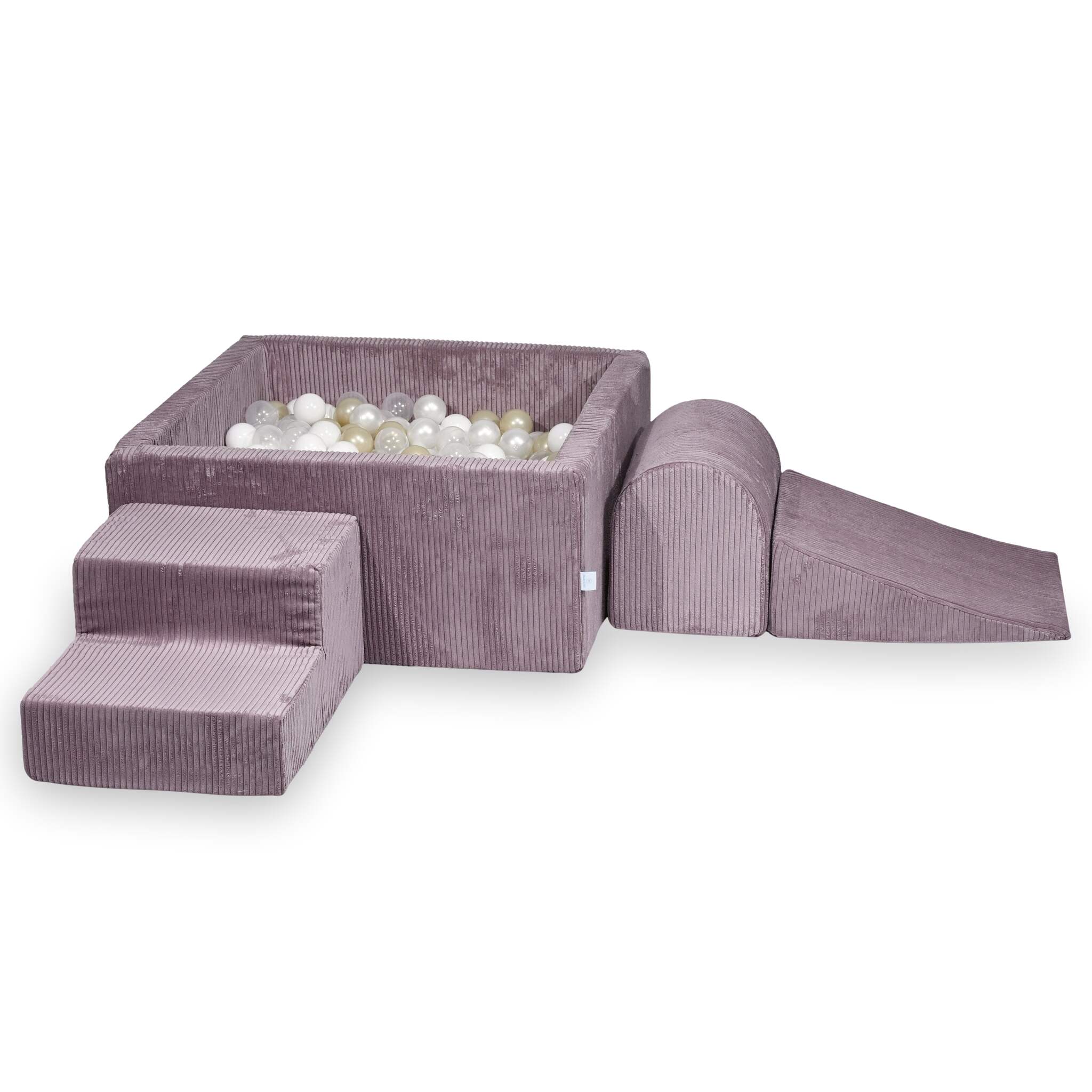 Aire de jeux en mousse avec piscine à balles carrée set de jeu enfant 90x90x40 côtelé lavende + 400 balles
