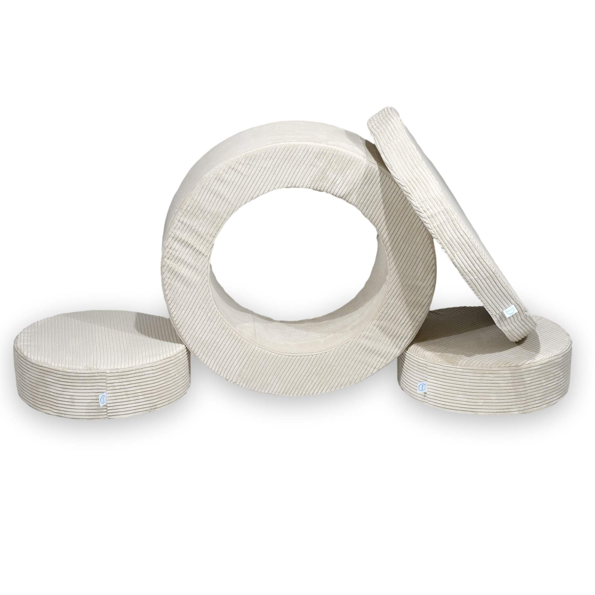 Donut Pouf Modular 4-piece play pouf in velours côtelé