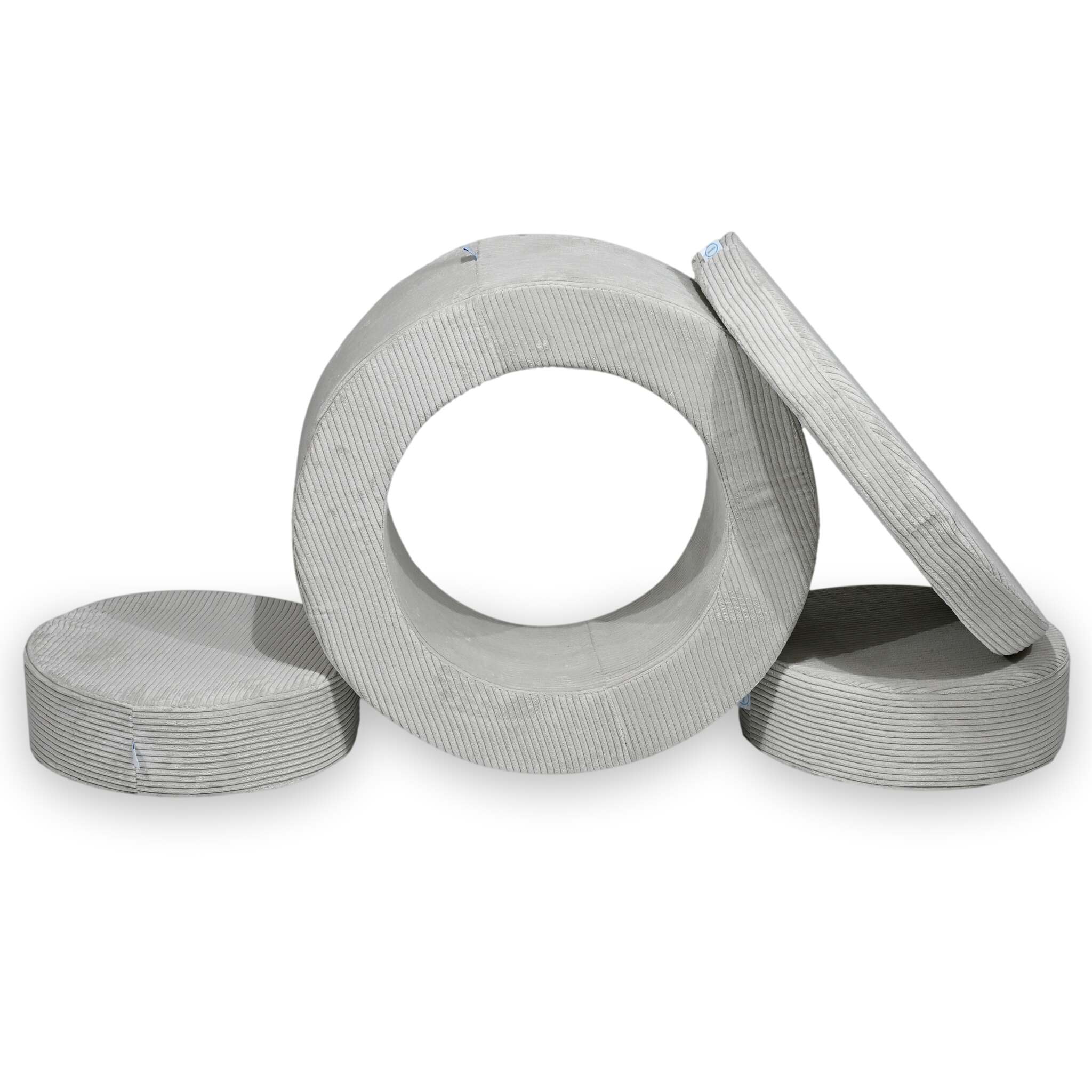 Donut Pouf Modular 4-piece play pouf in velours côtelé