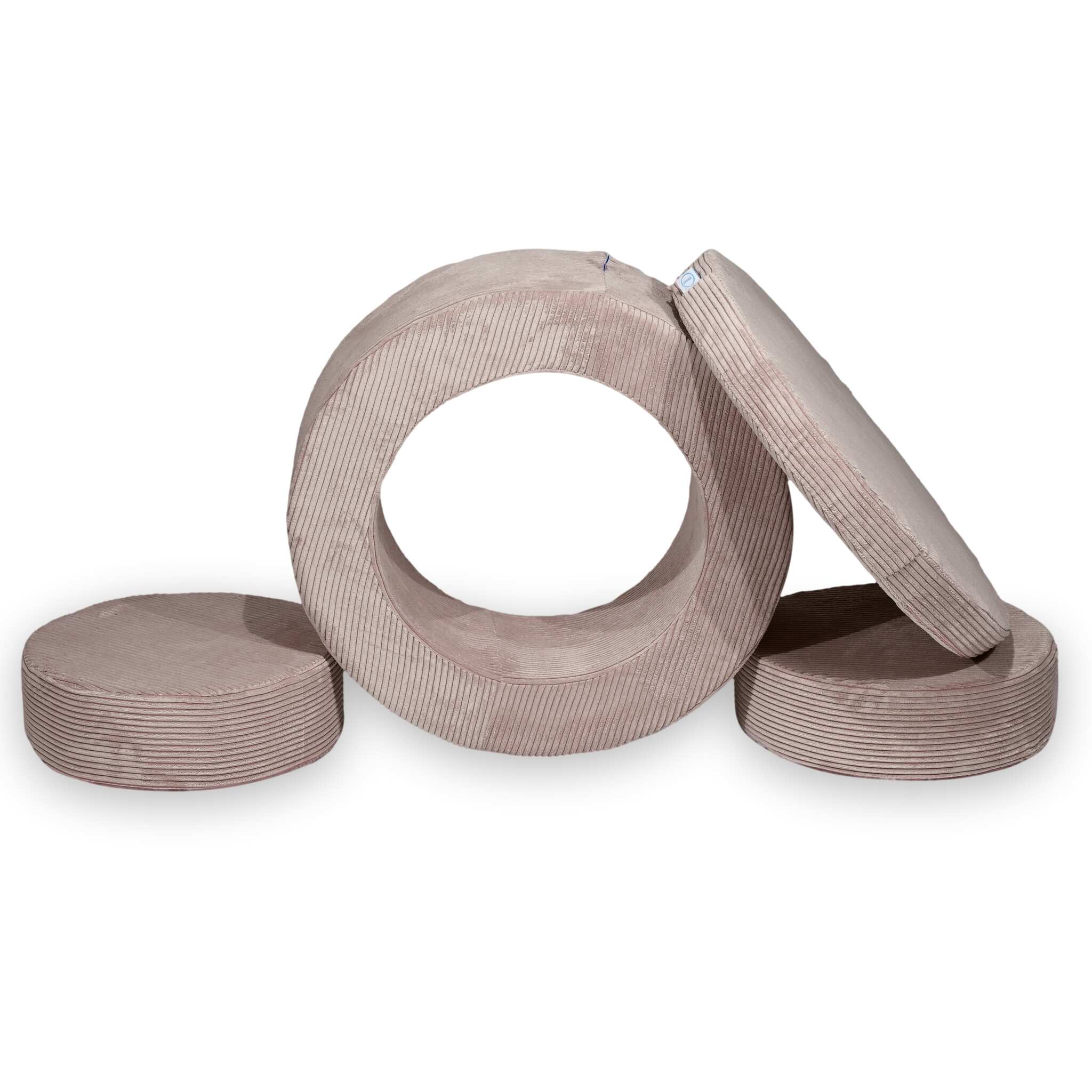 Donut Pouf Modular 4-piece play pouf in velours côtelé