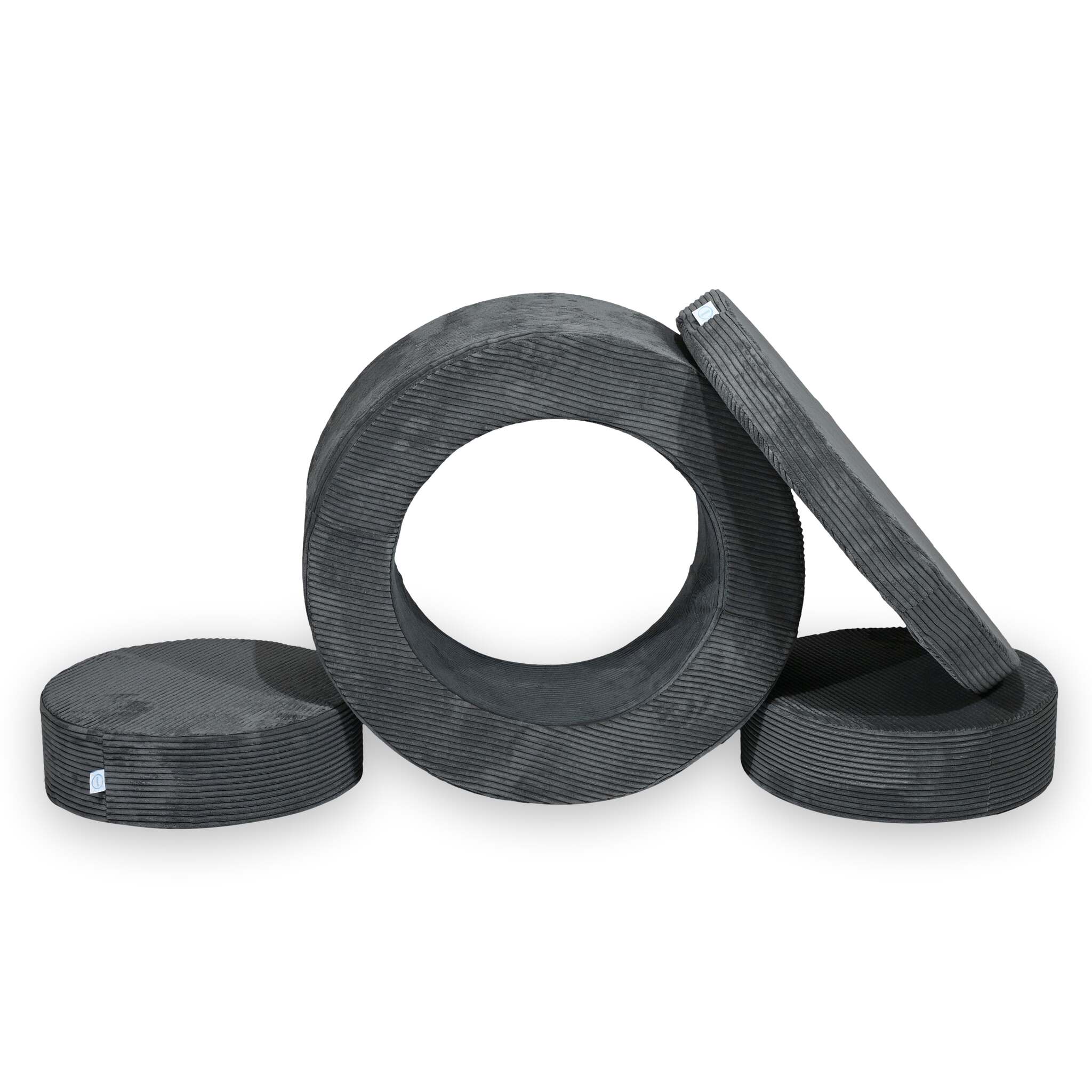 Donut Pouf Modular 4-piece play pouf in velours côtelé