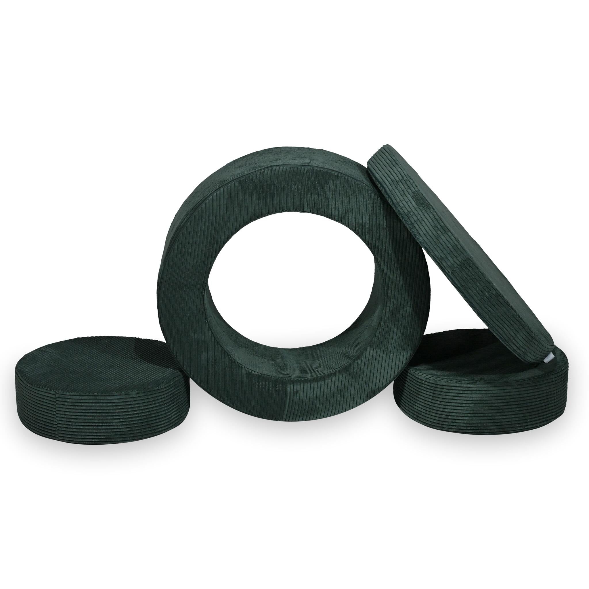 Donut Pouf Modular 4-piece play pouf in velours côtelé