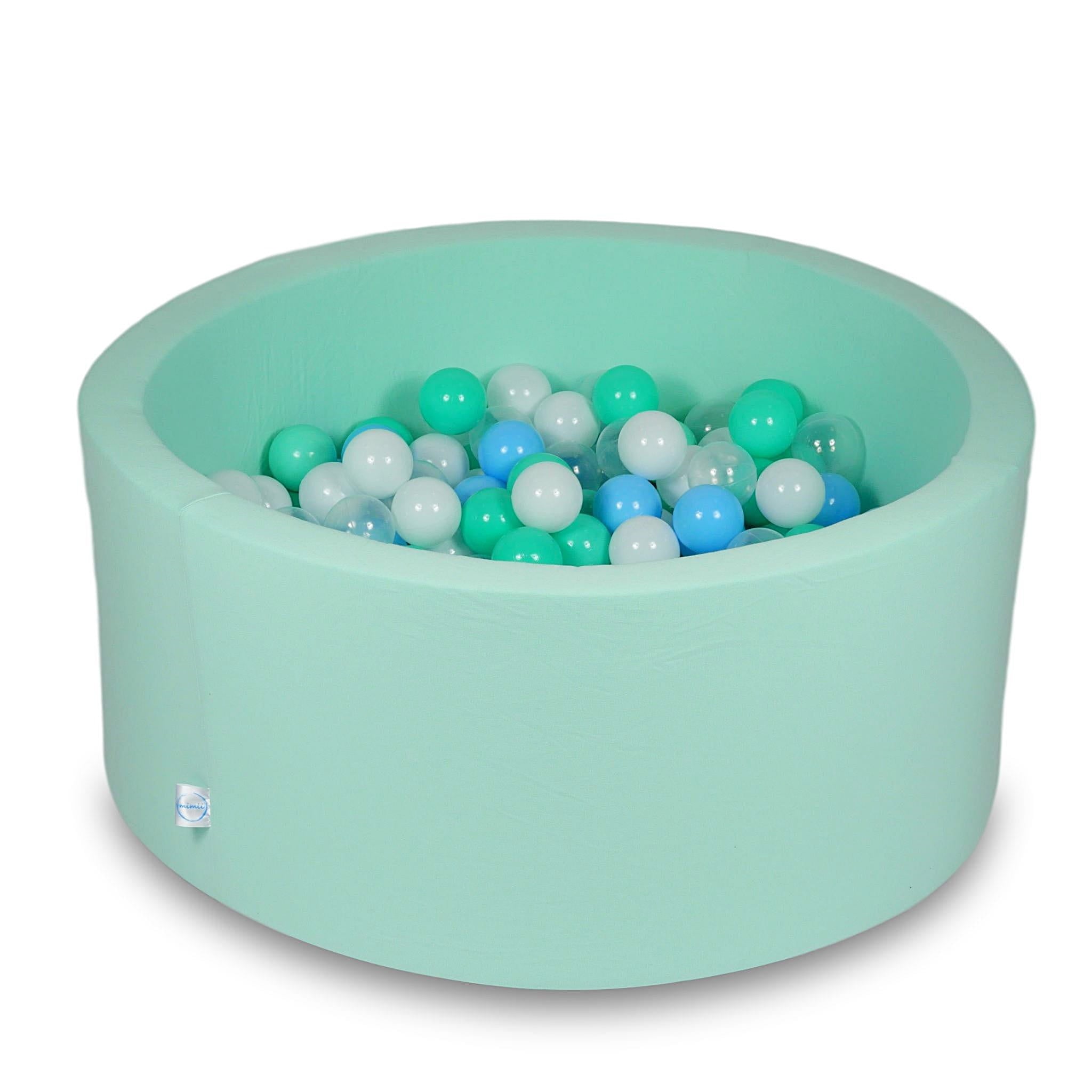 Piscine à Balles 90x40cm menthe avec balles 300pcs (bleu clair, transparent, menthe, blanc)
