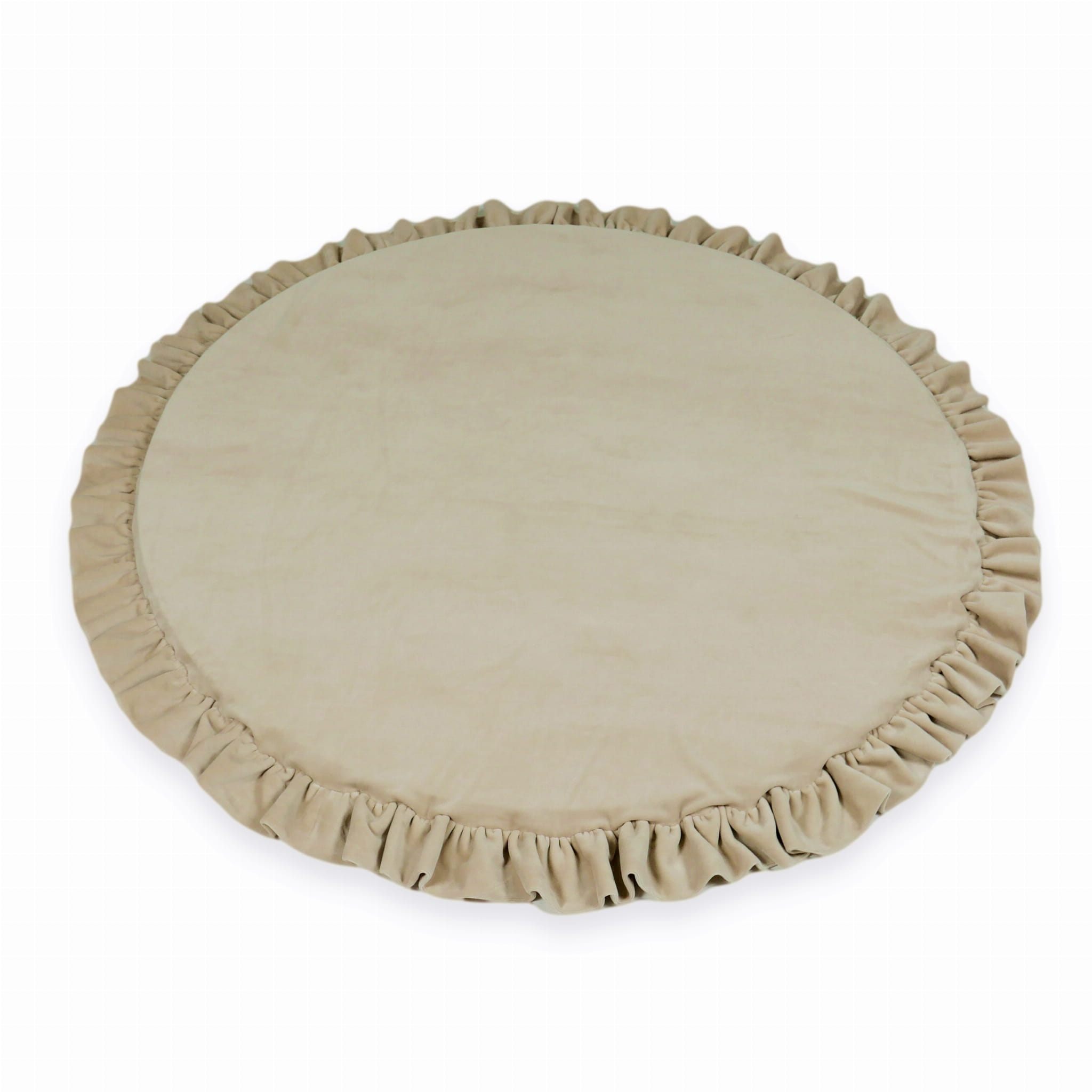 Tapis de jeu 100cm pour bébé rond avec volant, Velvet Soft beige