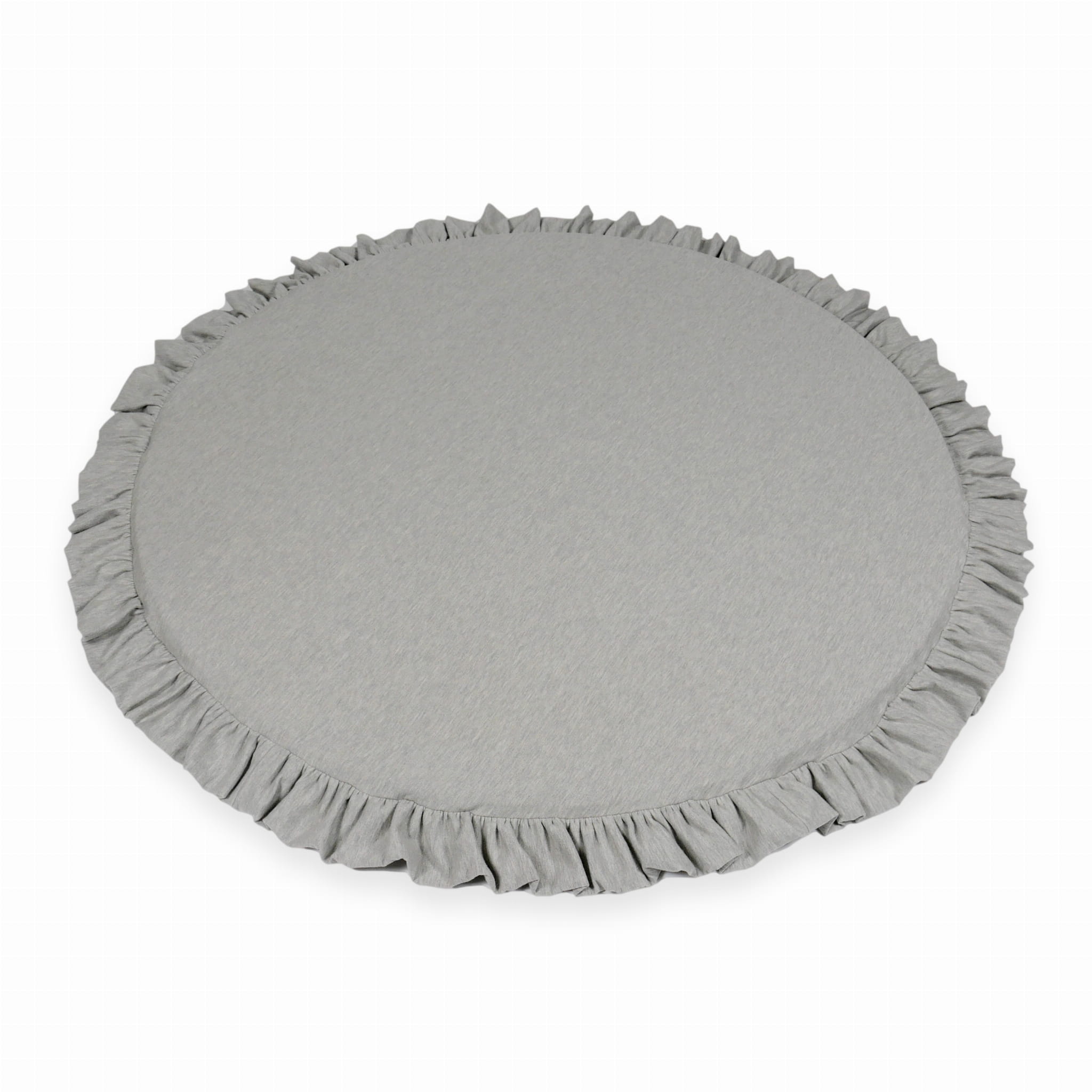 Tapis de jeu 100cm pour bébé rond avec volant, Gris clair