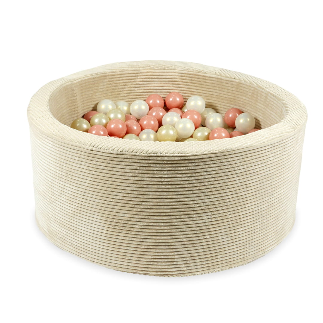 Piscine à Balles 90x40 corduroy beige avec balles 300 pcs (or rose, graphite métallique, or clair)