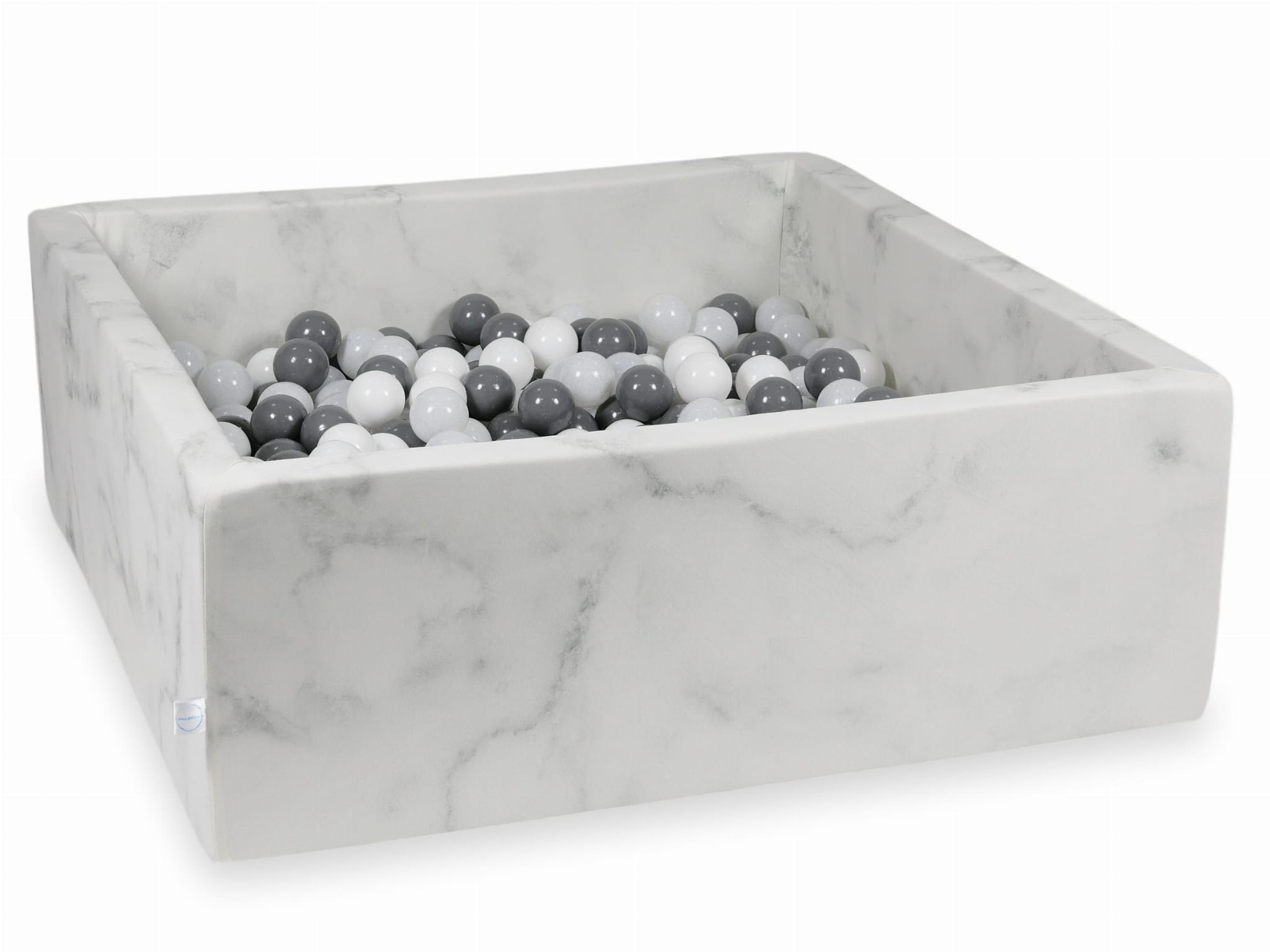Piscine à Balles 110x110x40 marbre avec balles 600 pcs (blanc, gris, pull blanc)