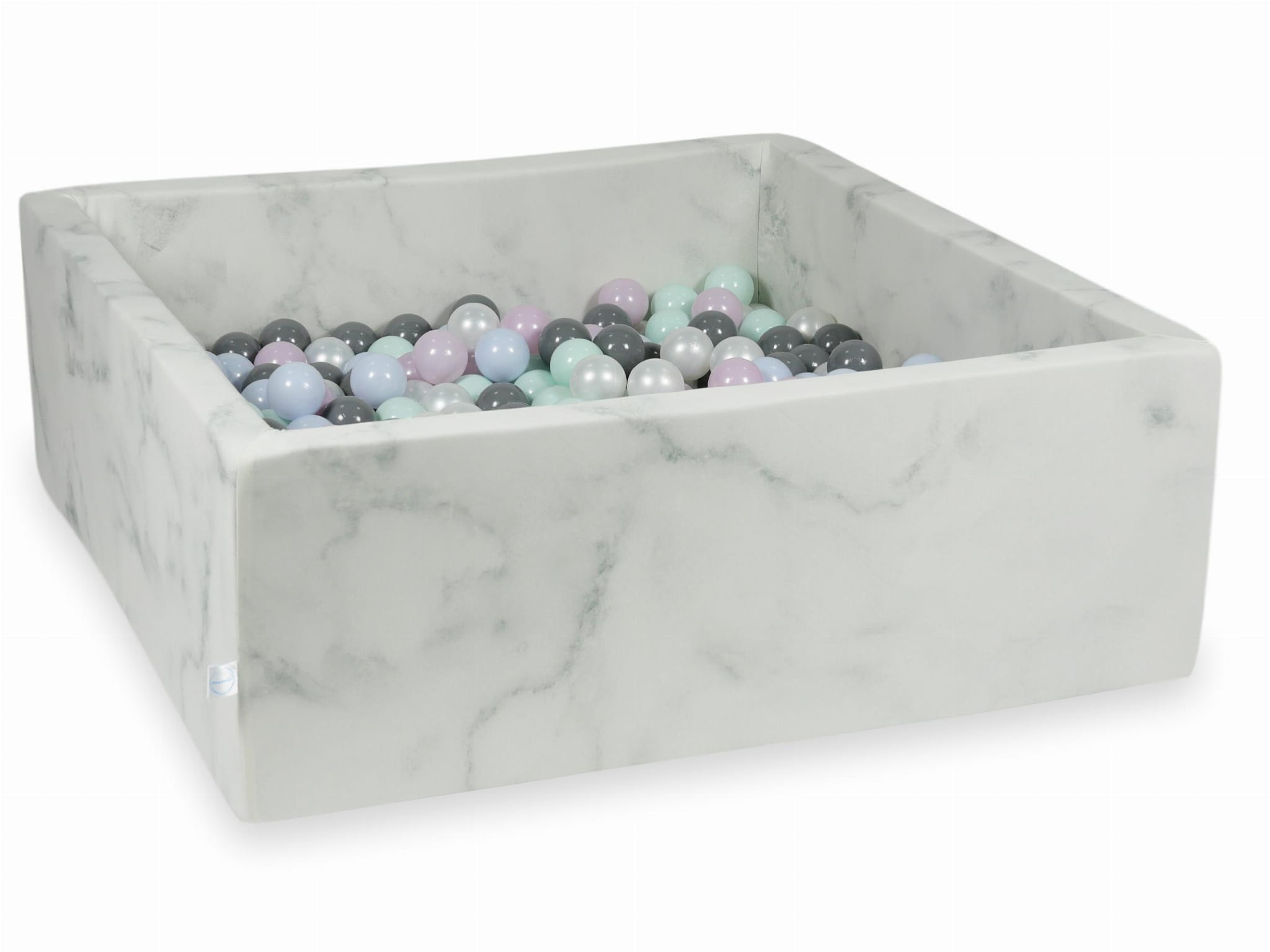 Piscine à Balles 110x110x40 marbre avec balles 600 pcs (menthe claire, rose perle claire, bleu perle claire, perle, gris)