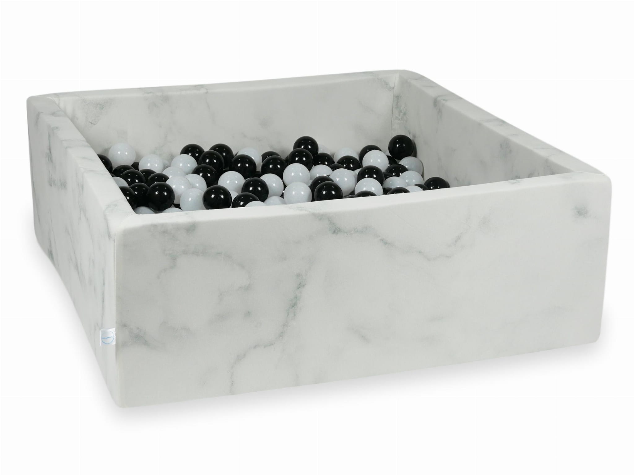 Piscine à Balles 110x110x40 marbre avec balles 600 pcs (noir, pull blanc)