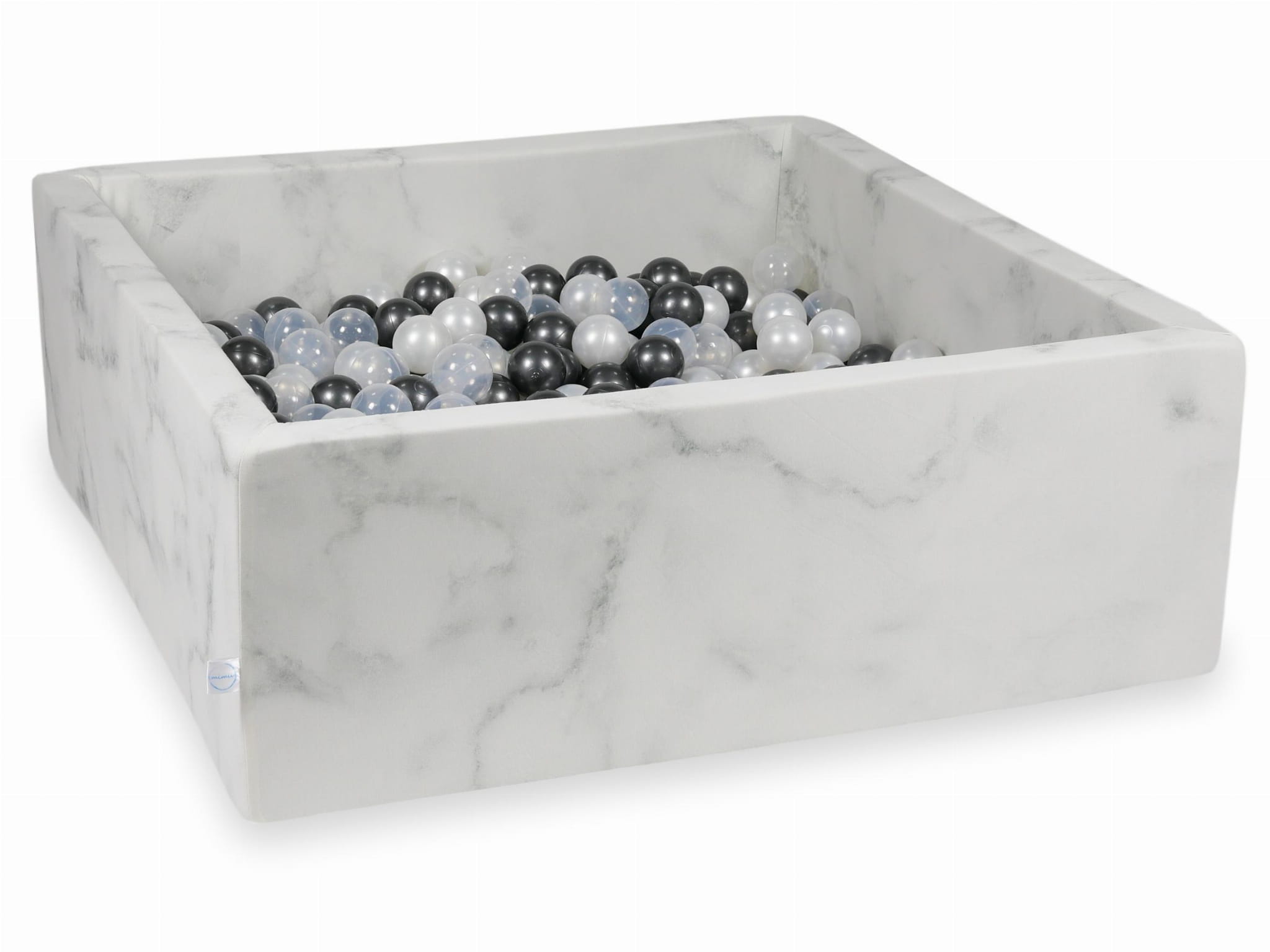 Piscine à Balles 110x110x40 marbre avec balles 600 pcs (graphite métallique, perle, transparent)
