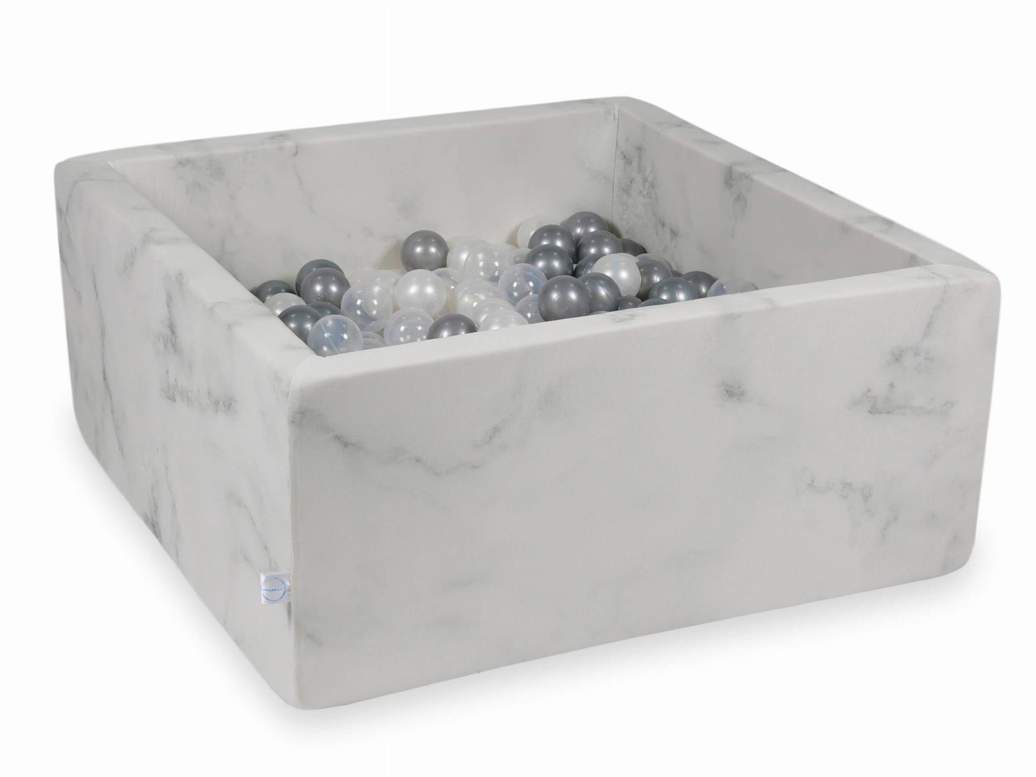 Piscine à Balles 90x90x40 marbre avec balles 400 pcs (perle, transparent, argent)