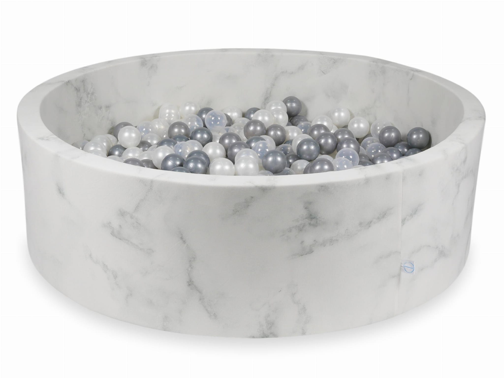 Piscine à Balles 130x40 marbre avec balles 700 pcs (perle, transparent, argent)