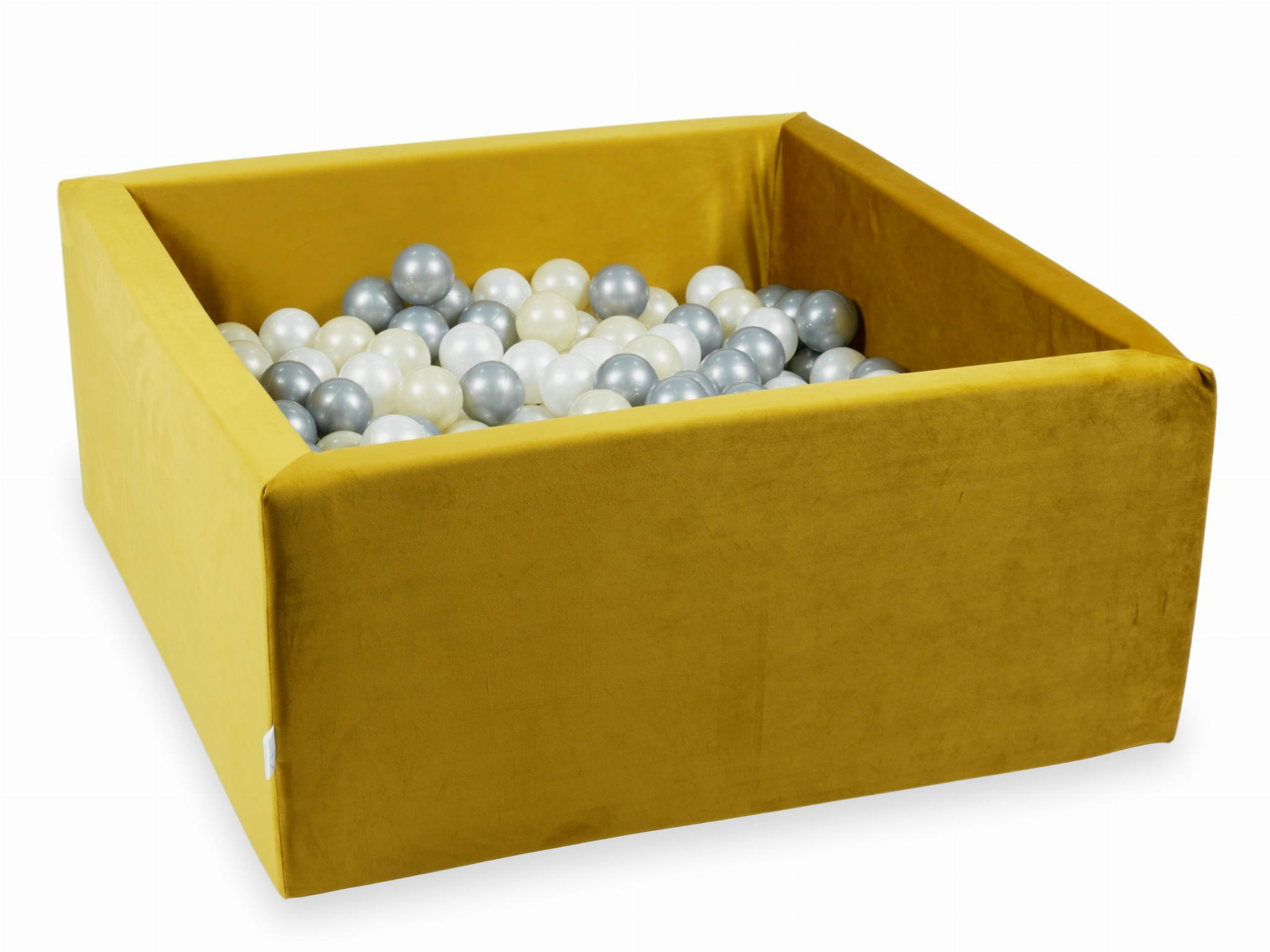 Piscine à Balles 90x90x40 Velvet dore avec balles 400 pcs (or clair, argent, perle)