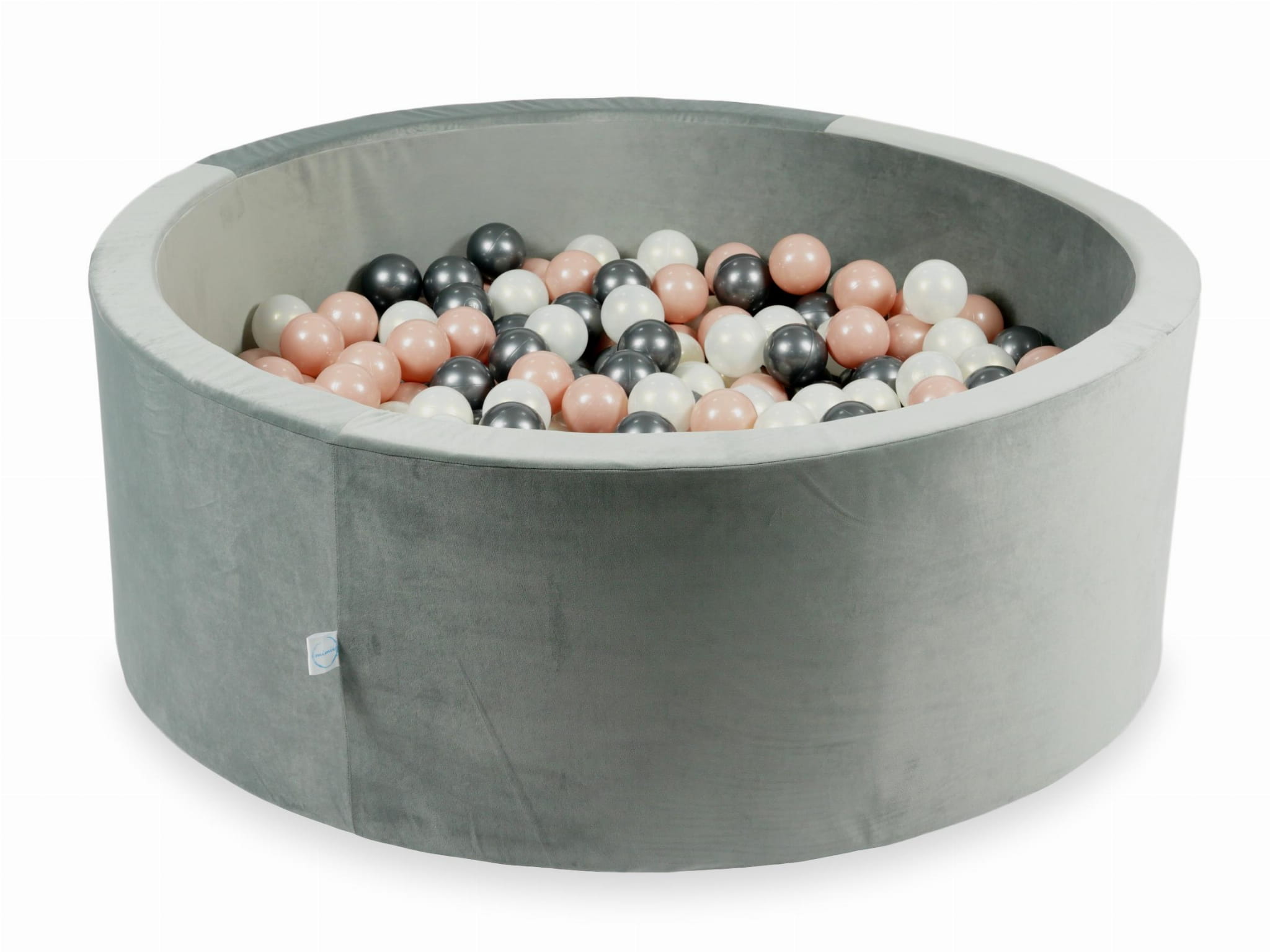 Piscine à Balles 110x40 Velvet gris avec balles 500 pcs (rose or, graphite métallique, iridescent)