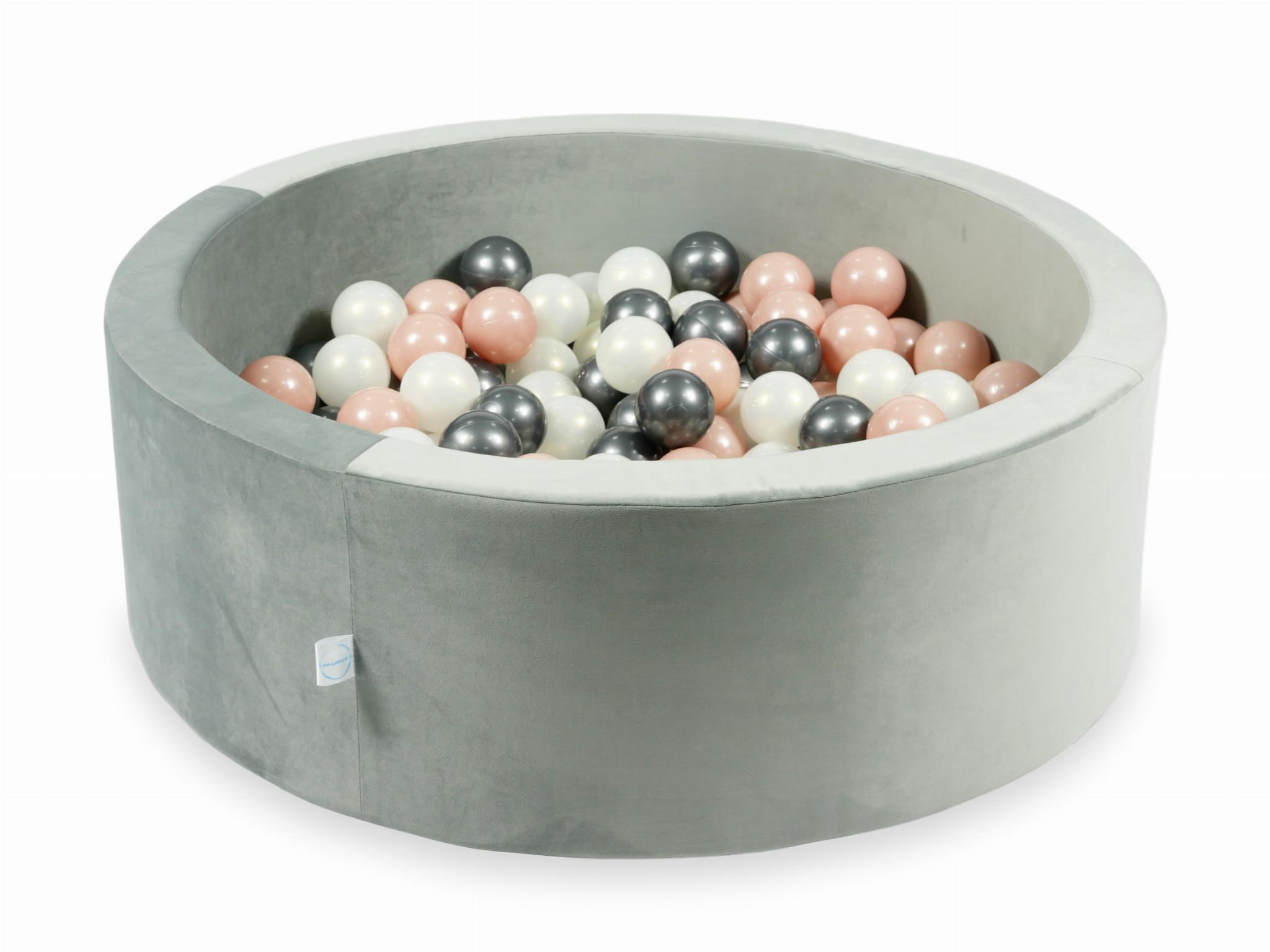 Piscine à Balles 90x30 Velvet gris avec balles 200 pcs (rose or, graphite métallique, iridescent)