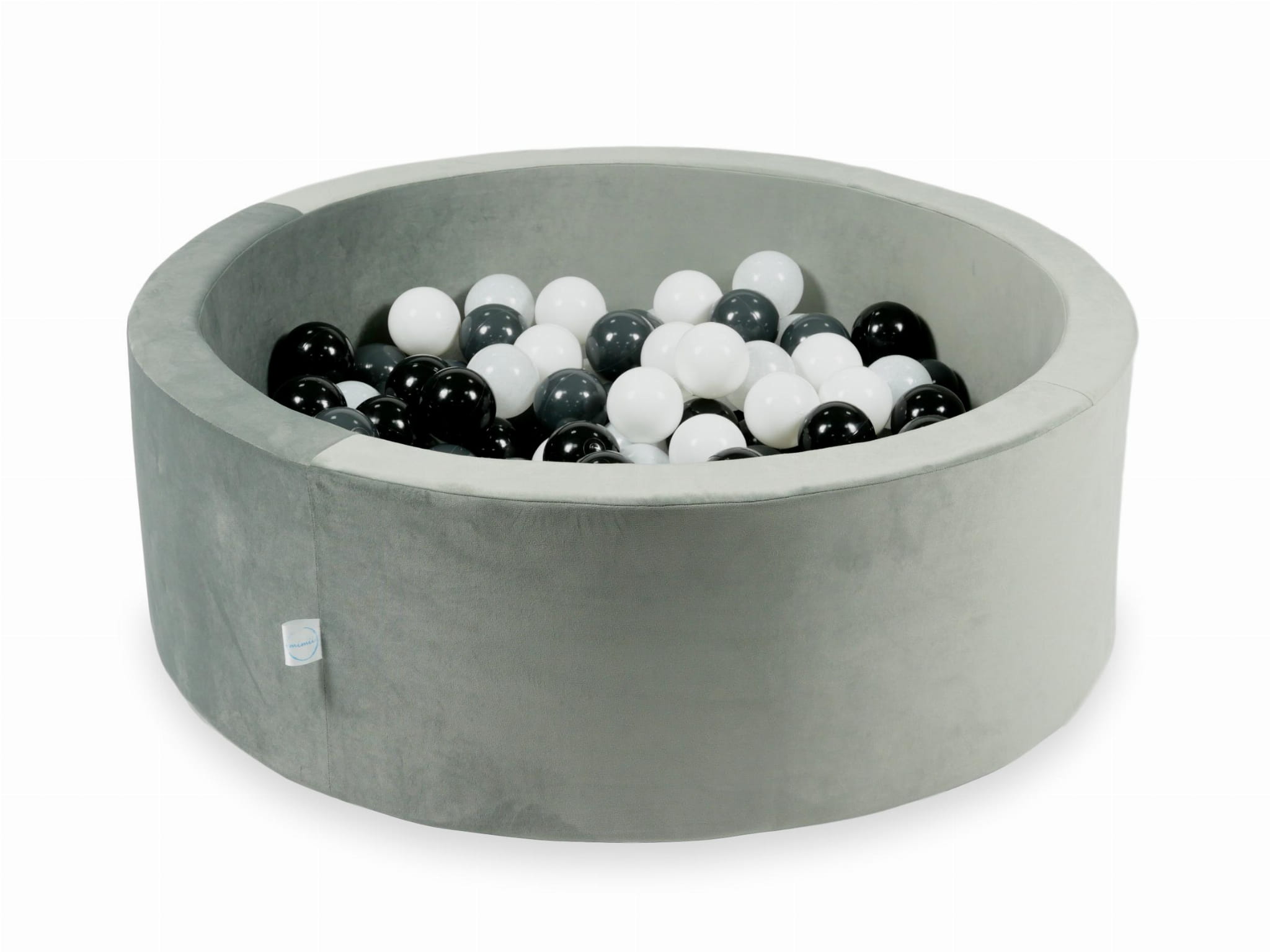 Piscine à Balles 90x30 Velvet gris avec balles 200 pcs (transparent, blanc, perlé, rose clair, or rose)