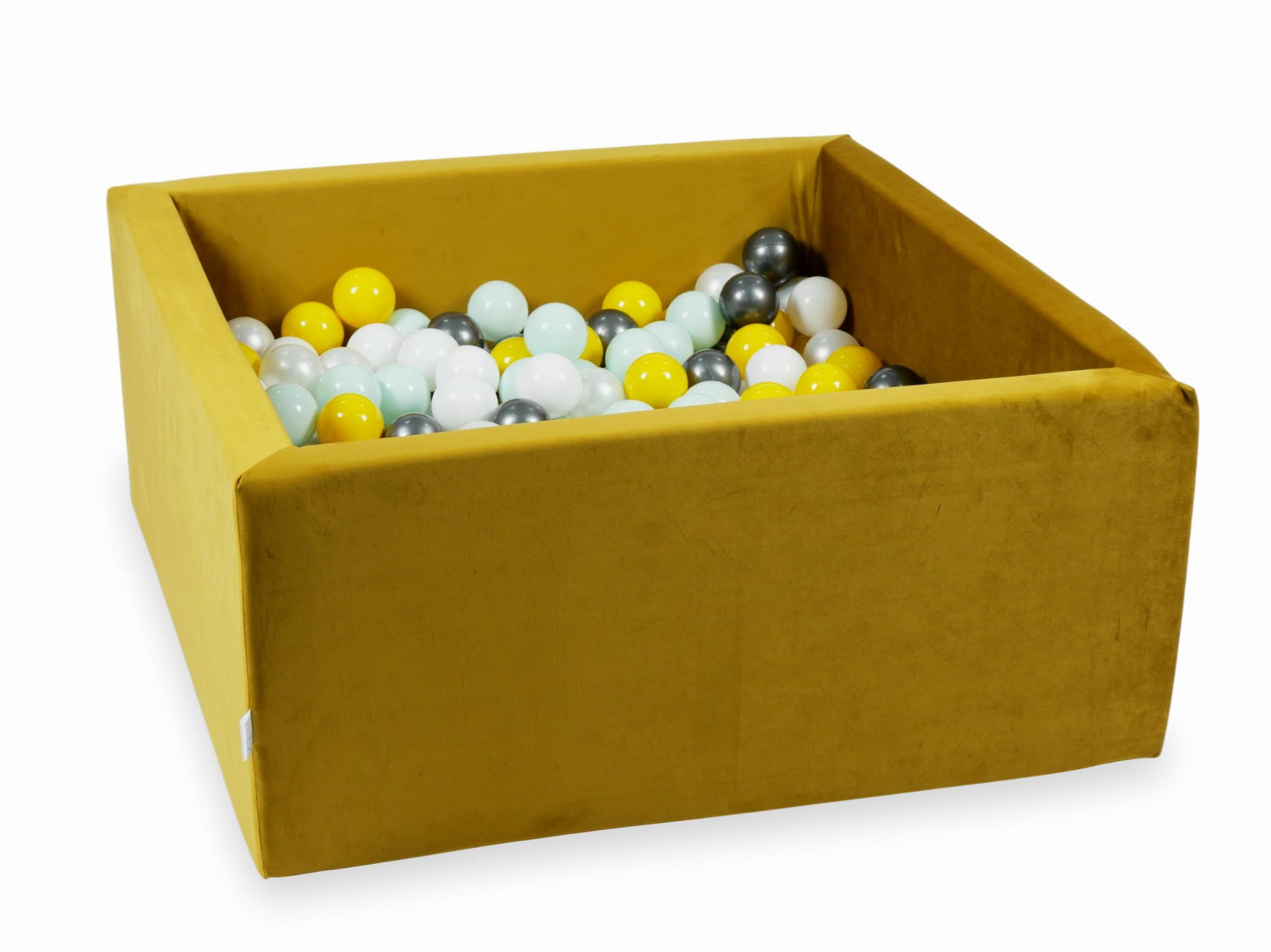 Piscine à Balles 90x90x40 Velvet dore avec balles 400 pcs (jaune, menthe claire, graphite métallique, blanc, perle)