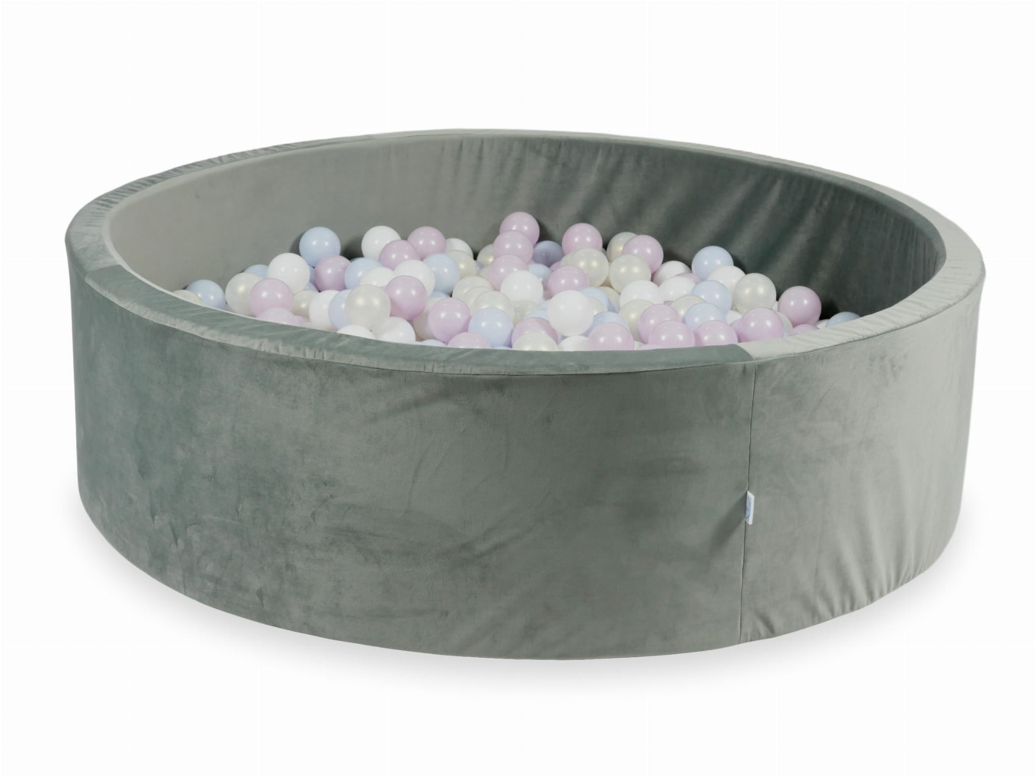 Piscine à Balles 130x40 Velvet gris avec balles 700 pcs (rose perle claire, bleu perle claire, iridescent, blanc)