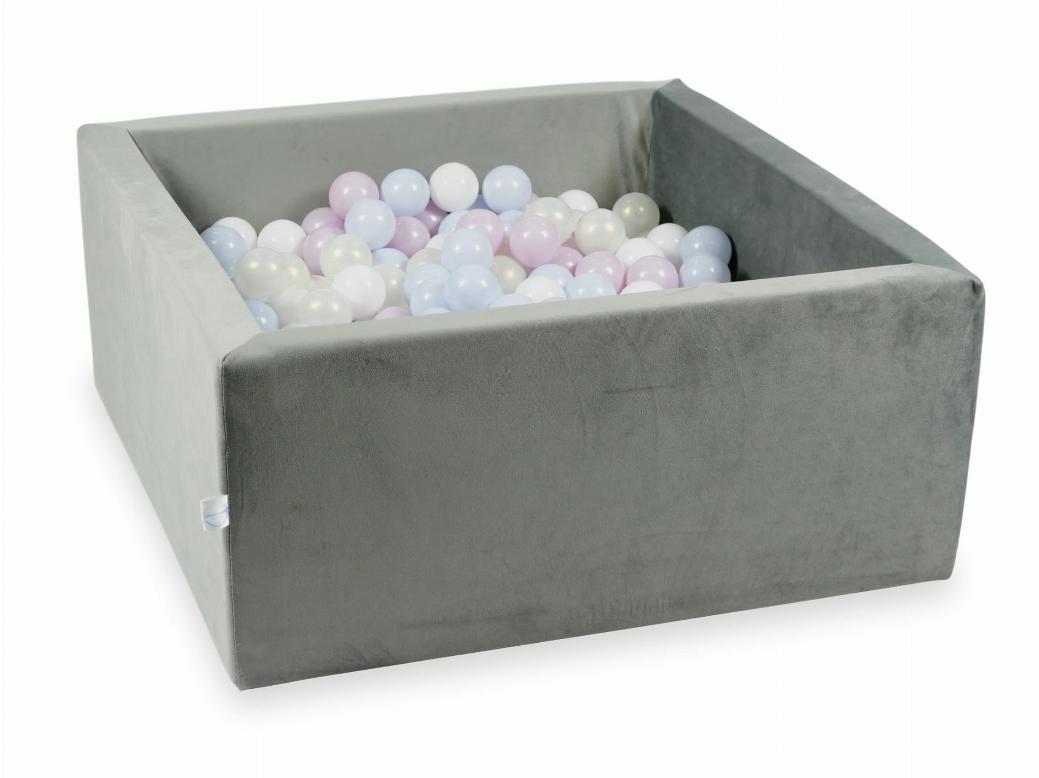 Piscine à Balles 90x90x40 Velvet gris avec balles 400 pcs (rose perle claire, bleu perle claire, iridescent, blanc)